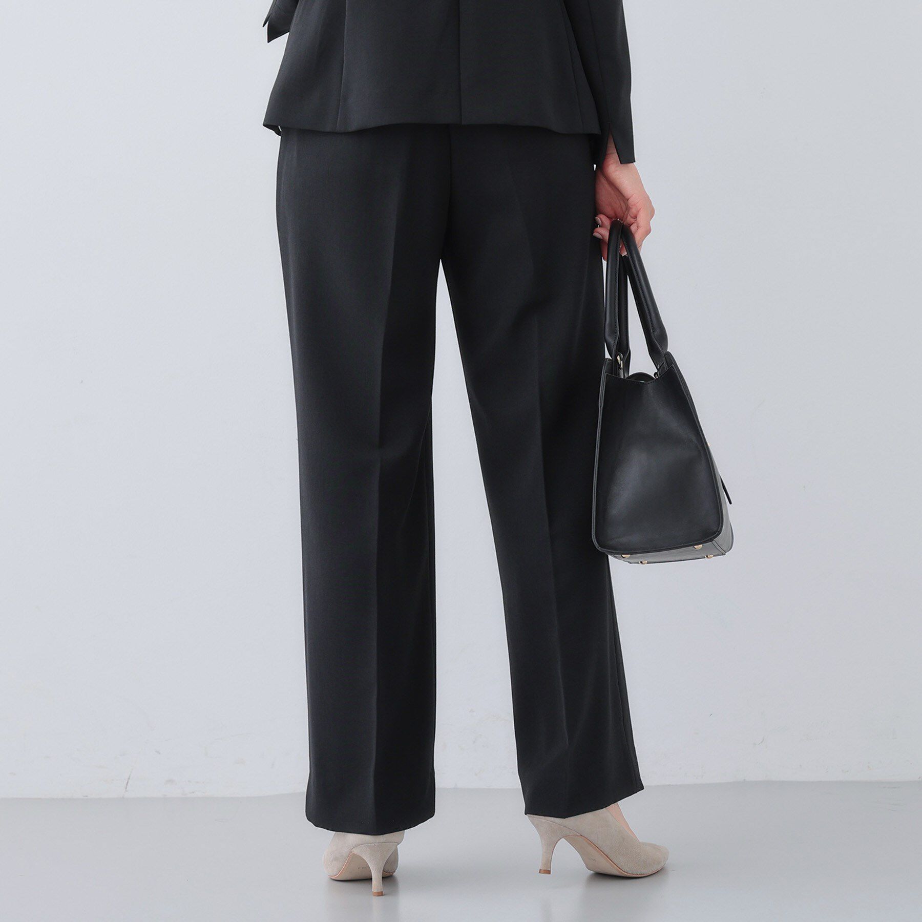 INDIVI「【洗える／UVケア／SETUP可能】ウール調ワイドパンツ」|スーツ|