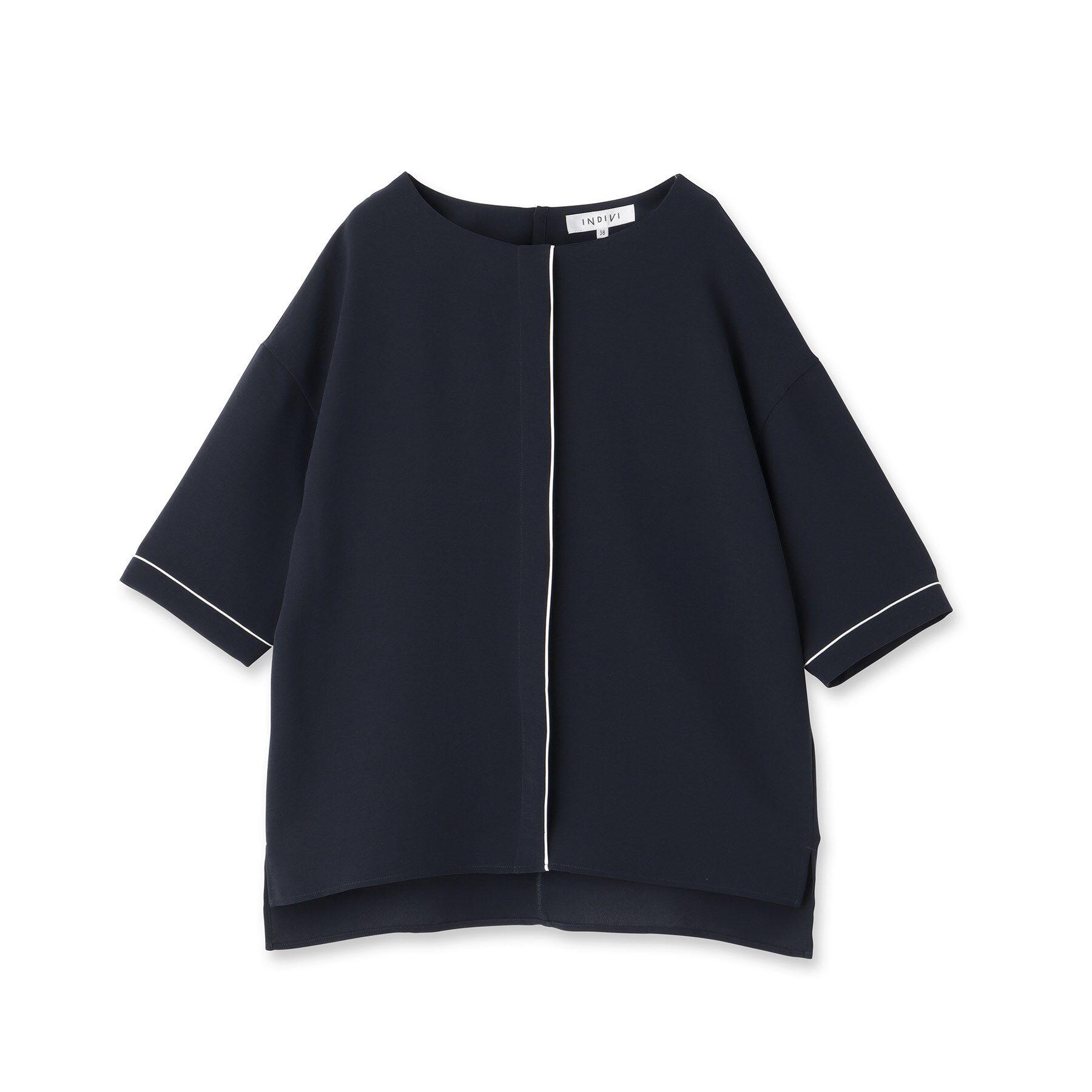 INDIVI「【UVケア／吸水速乾】サテンラインブラウス」|シャツ・ブラウス|