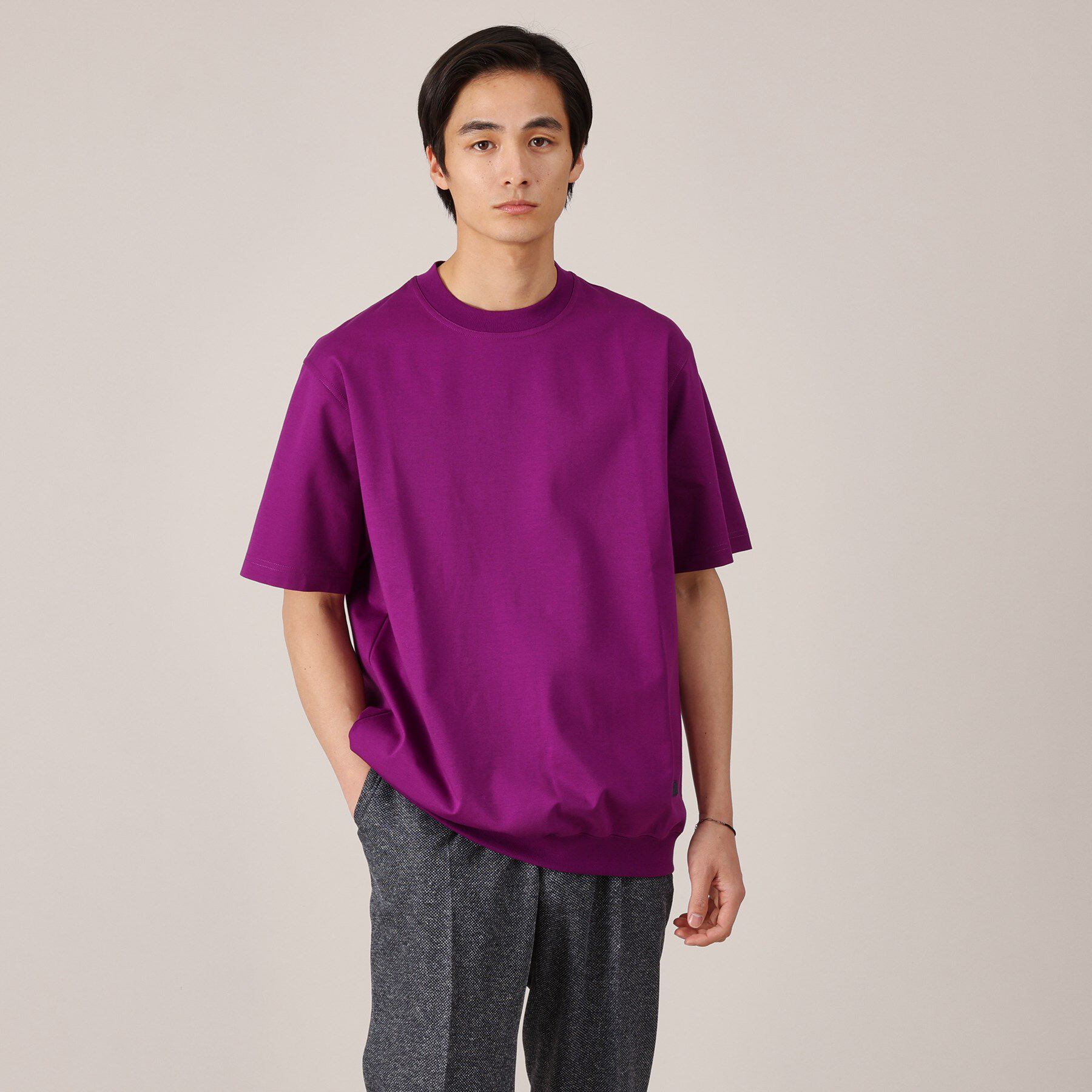 TAKEO KIKUCHI「【抗菌防臭／5サイズ展開】ハイゲージポンチ Tシャツ」|Tシャツ・カットソー|パープル(083)