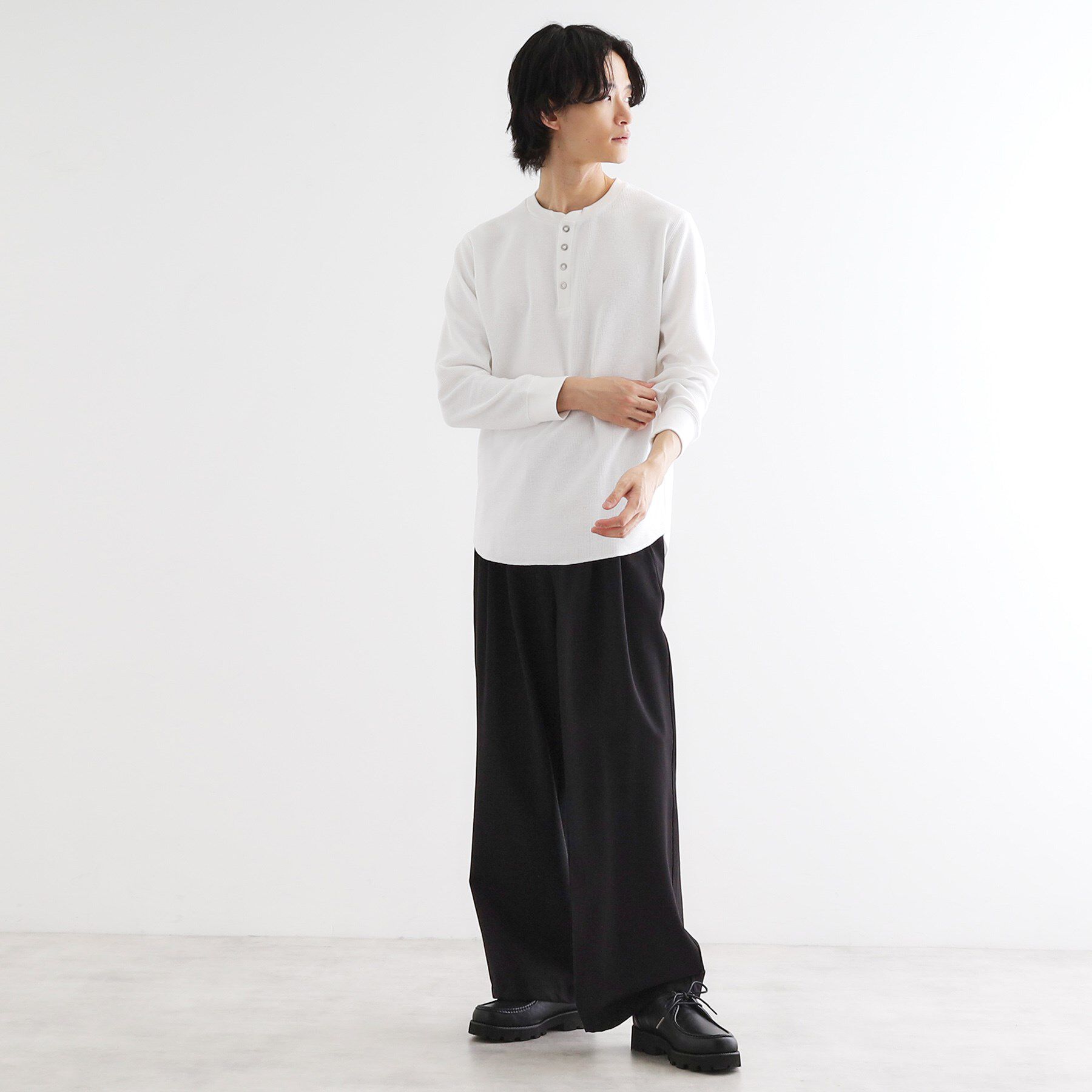 tk.TAKEO KIKUCHI「ワッフル＆スムースプレートヘンリーカットソー」|Tシャツ・カットソー|