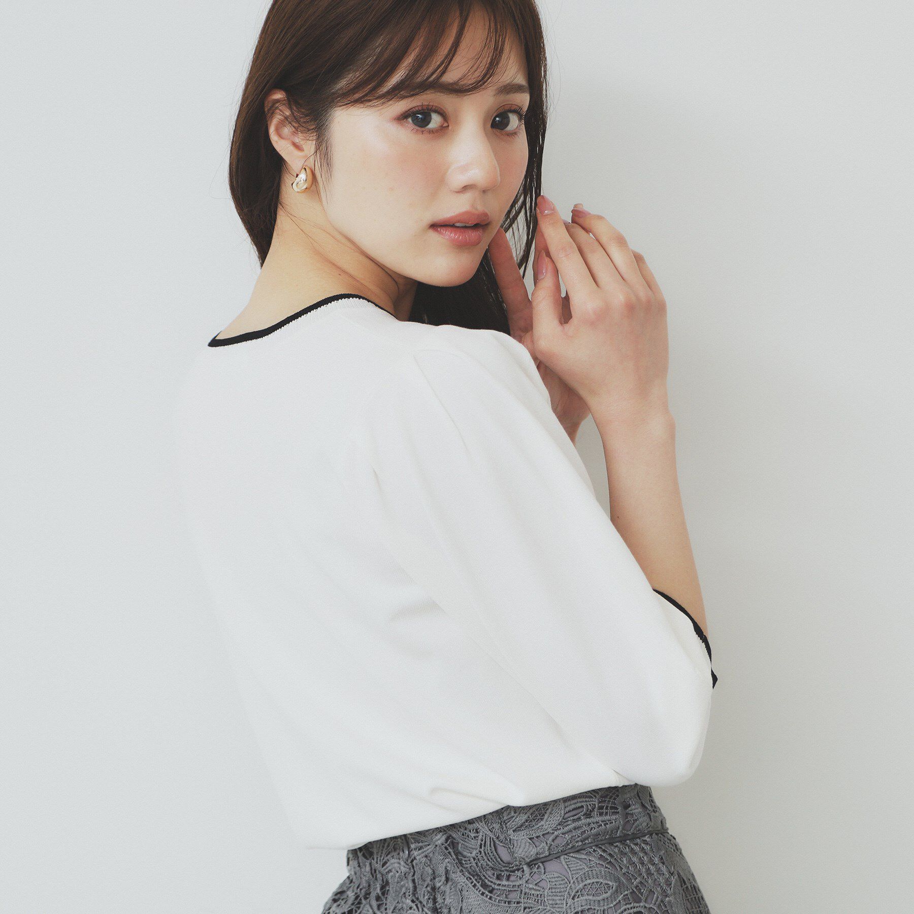 index「《7色展開/XS-LLサイズ》クルーネックデザインスリーブニット【洗濯機洗い可】」|ニット・セーター|