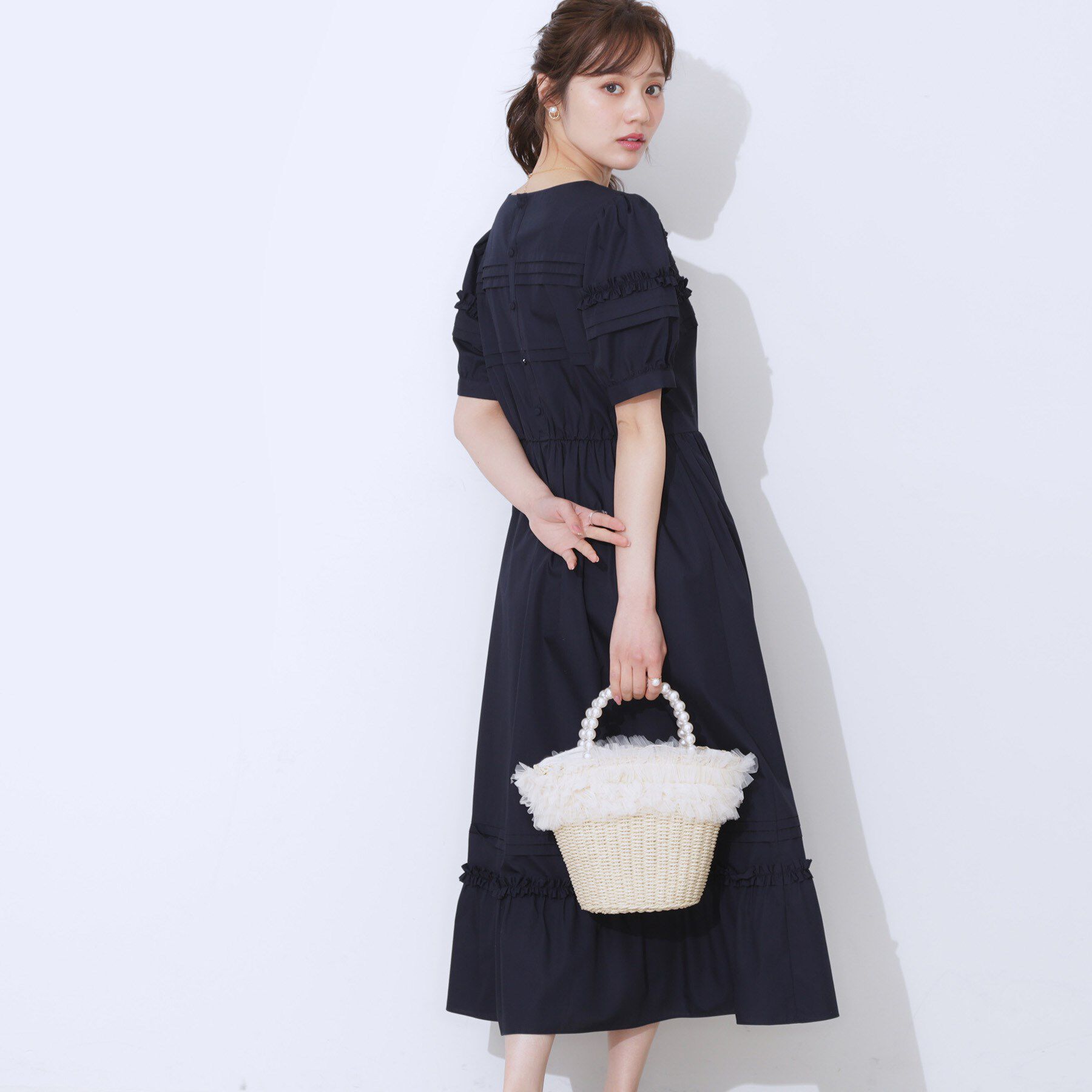 Couture broach「エシカルコットン タック＆フリルワンピース」|ワンピース|