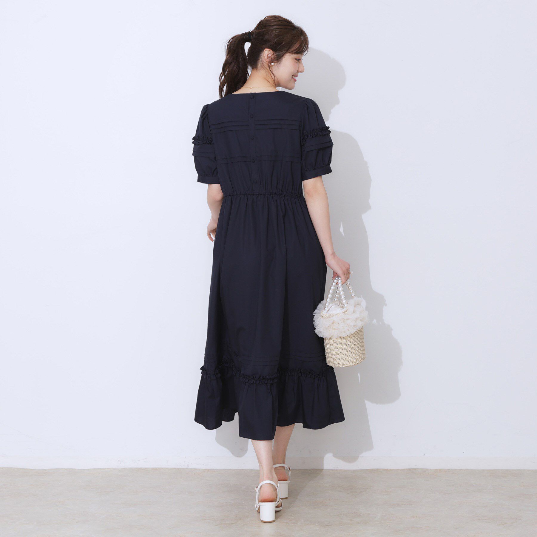 Couture broach「エシカルコットン タック＆フリルワンピース」|ワンピース|