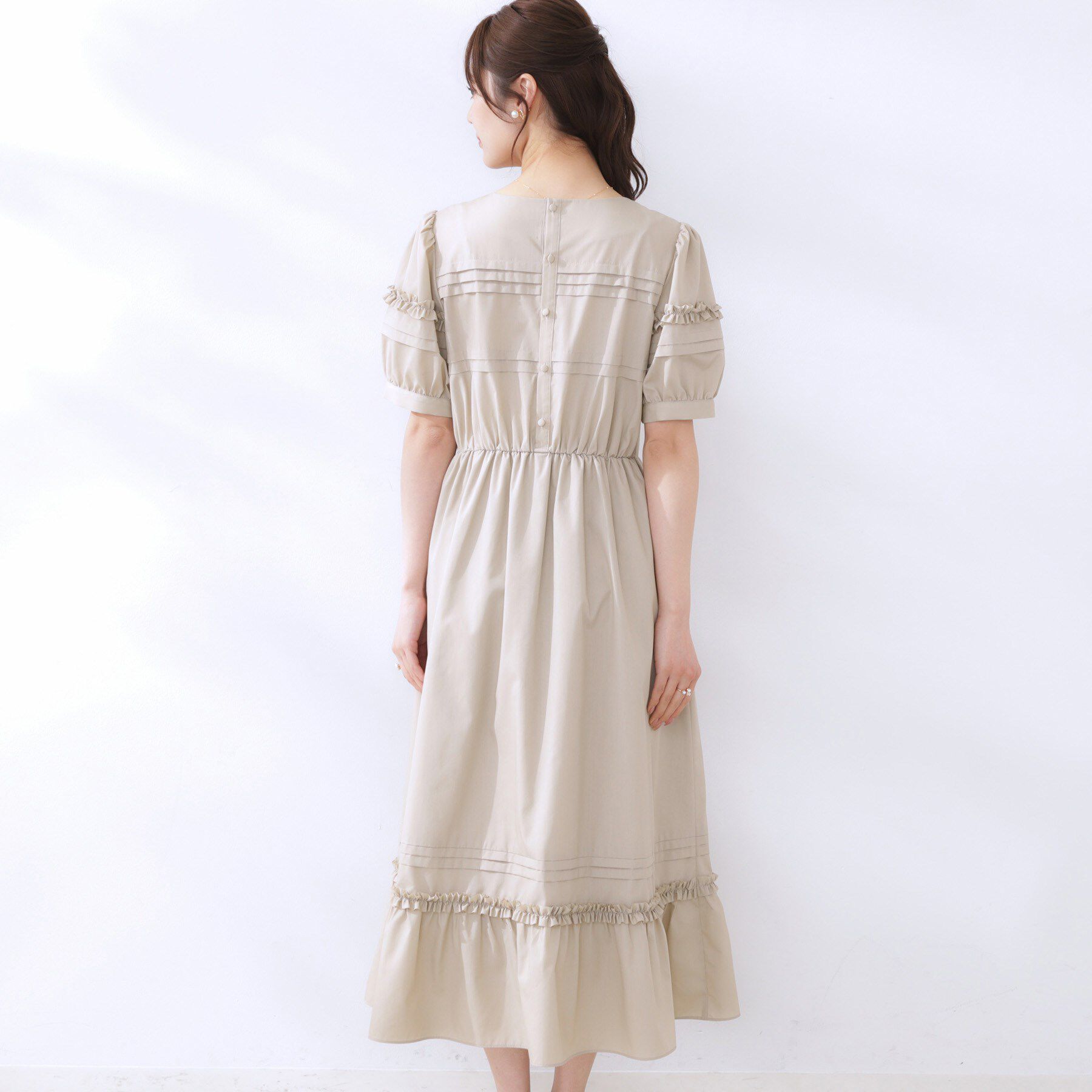 Couture broach「エシカルコットン タック＆フリルワンピース」|ワンピース|