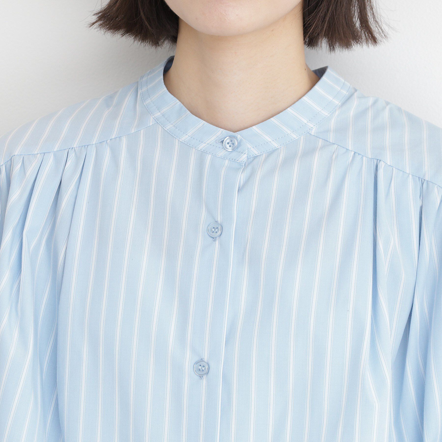 THE SHOP TK「【体型カバー】6分袖バックシャーリングシャツ/洗える」|シャツ・ブラウス|