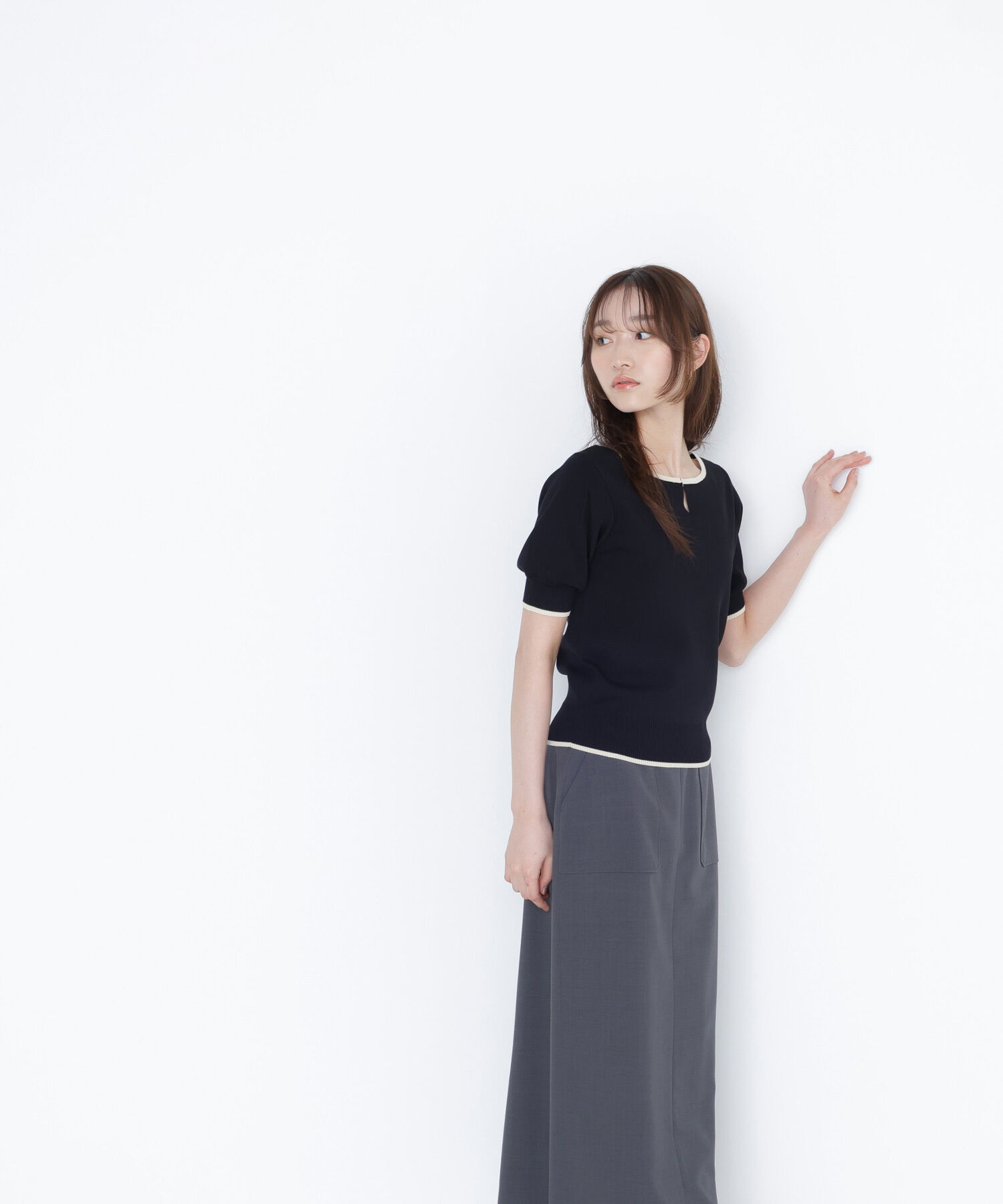  「バイカラーメタルポイントニット」|ニット・セーター|