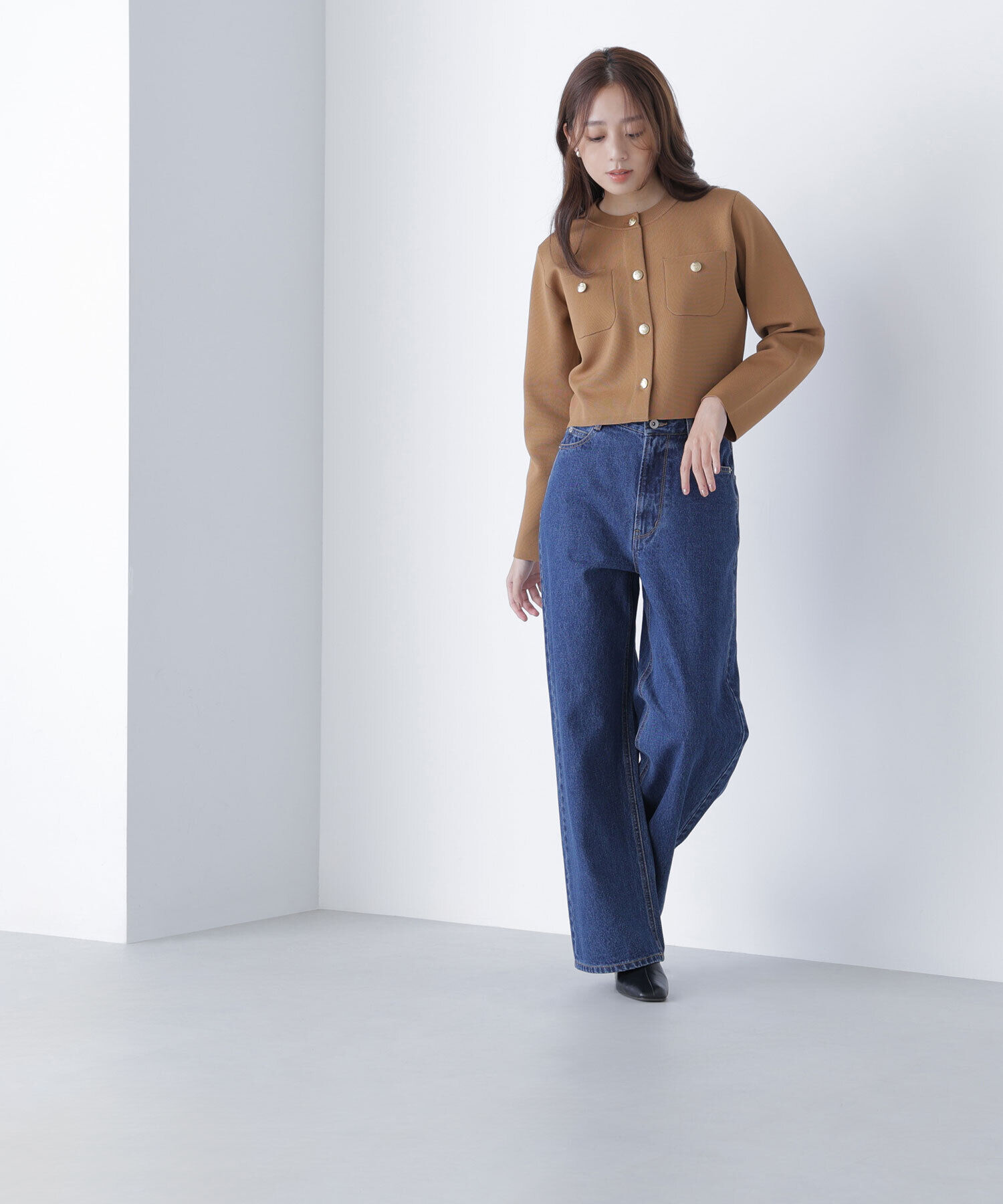  「エンブレムボタンニットジャケット」|ニット・セーター|