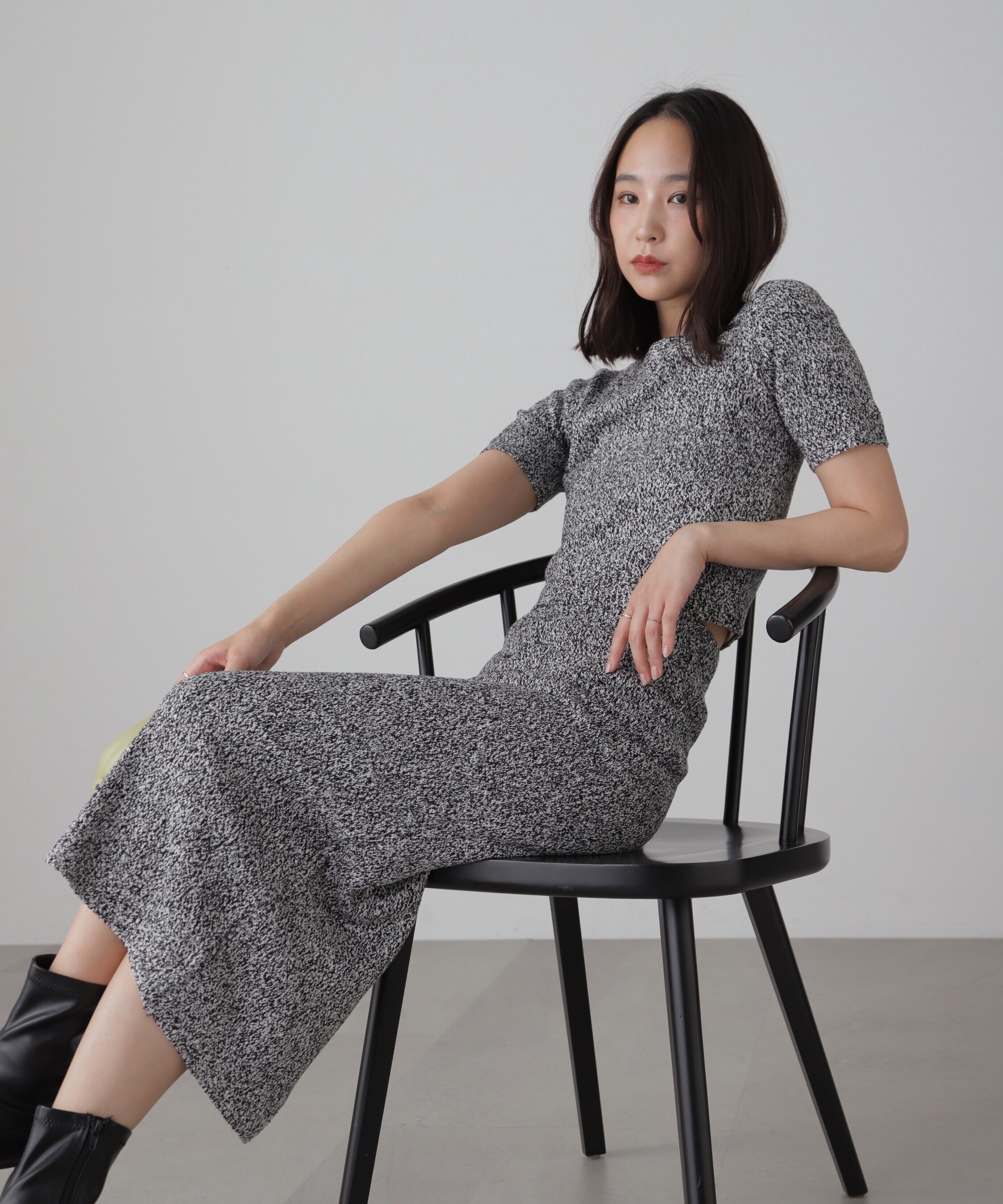  「コンパクト半袖ニット&times;ニットナロースカート」|ワンピース|