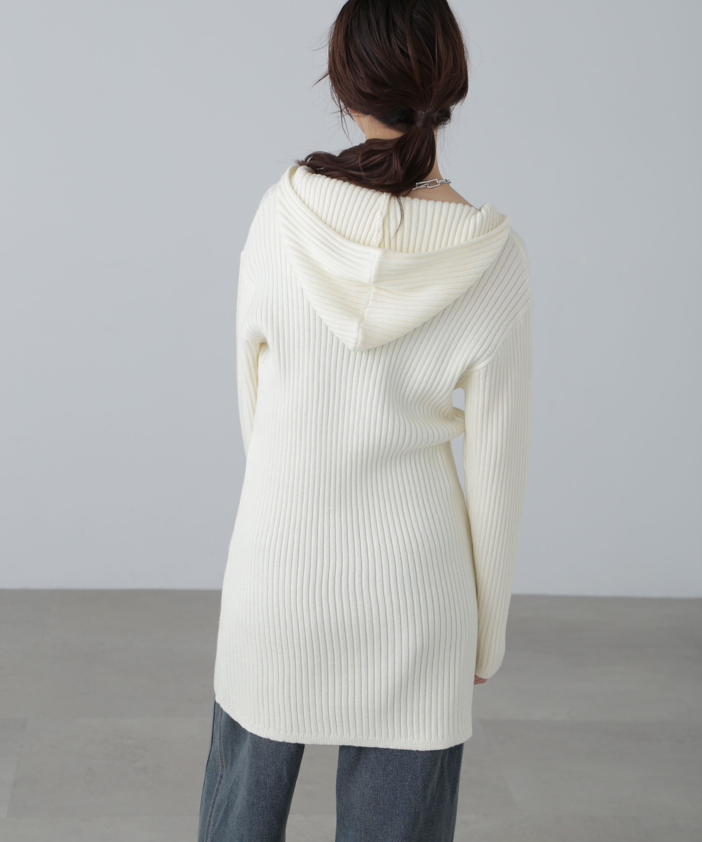  「フード付きニットミニワンピース」|ワンピース|