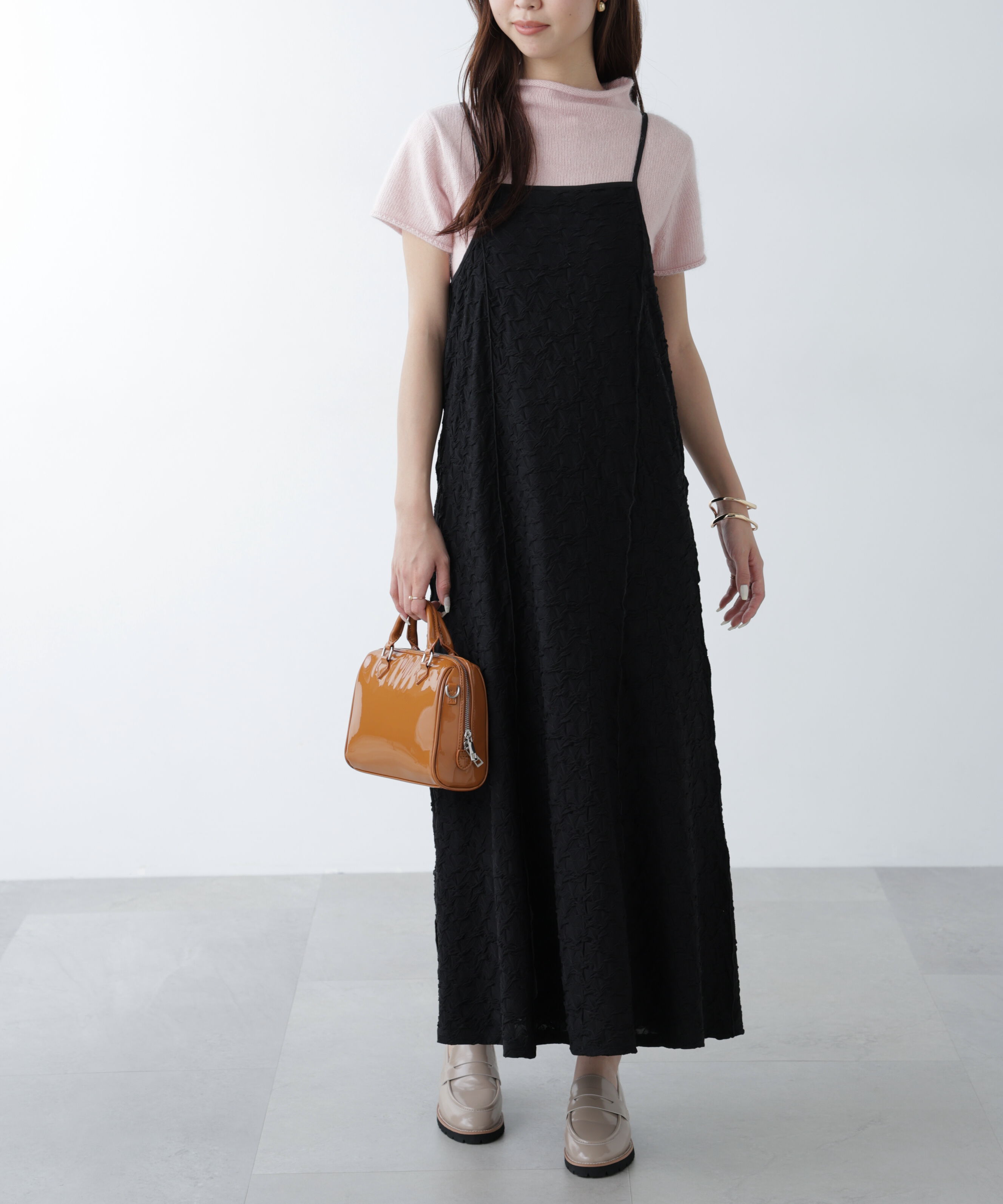  「パネルフレアキャミワンピース」|ワンピース|ブラック