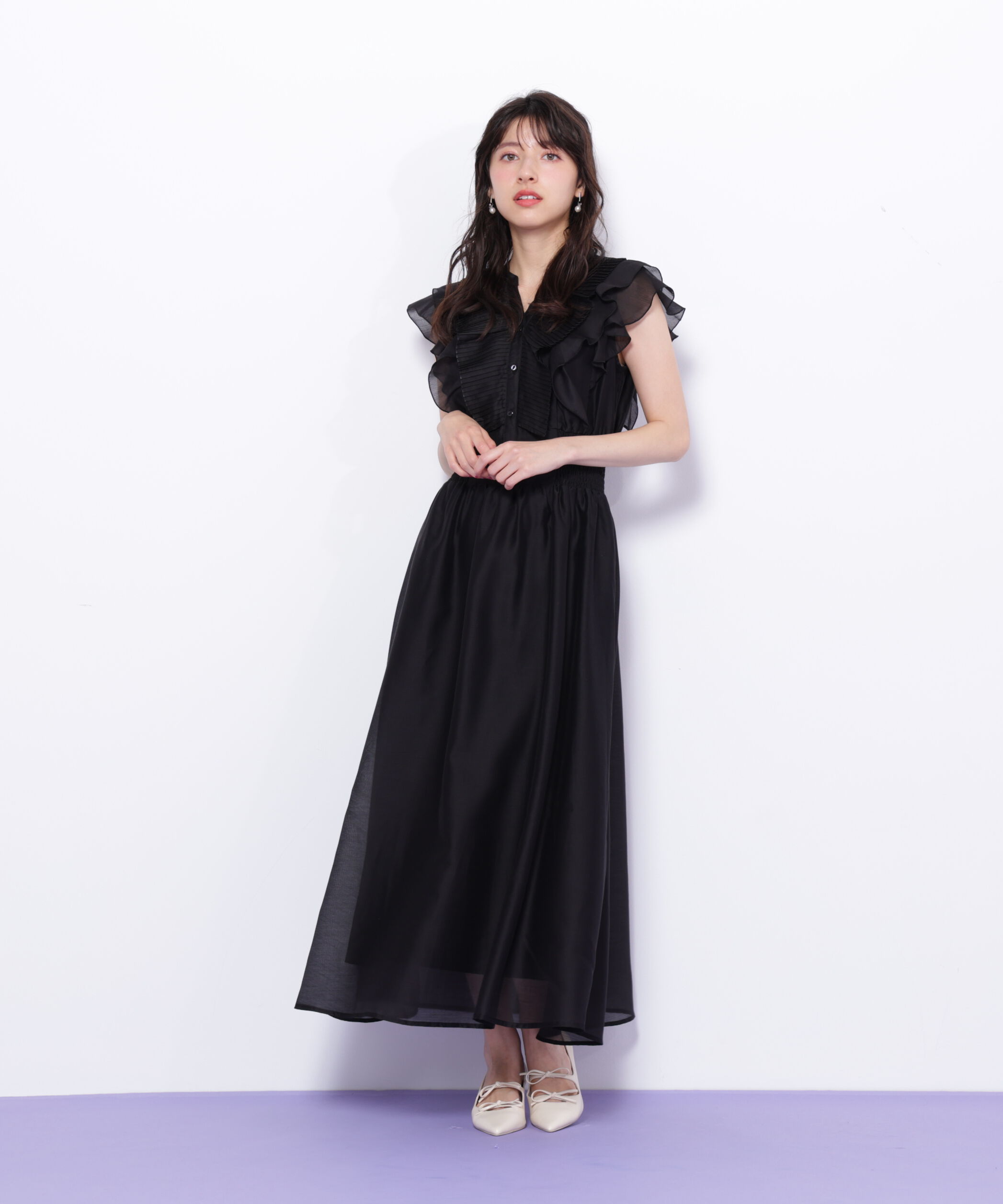  「シアープリーツフリルワンピース」|ワンピース|