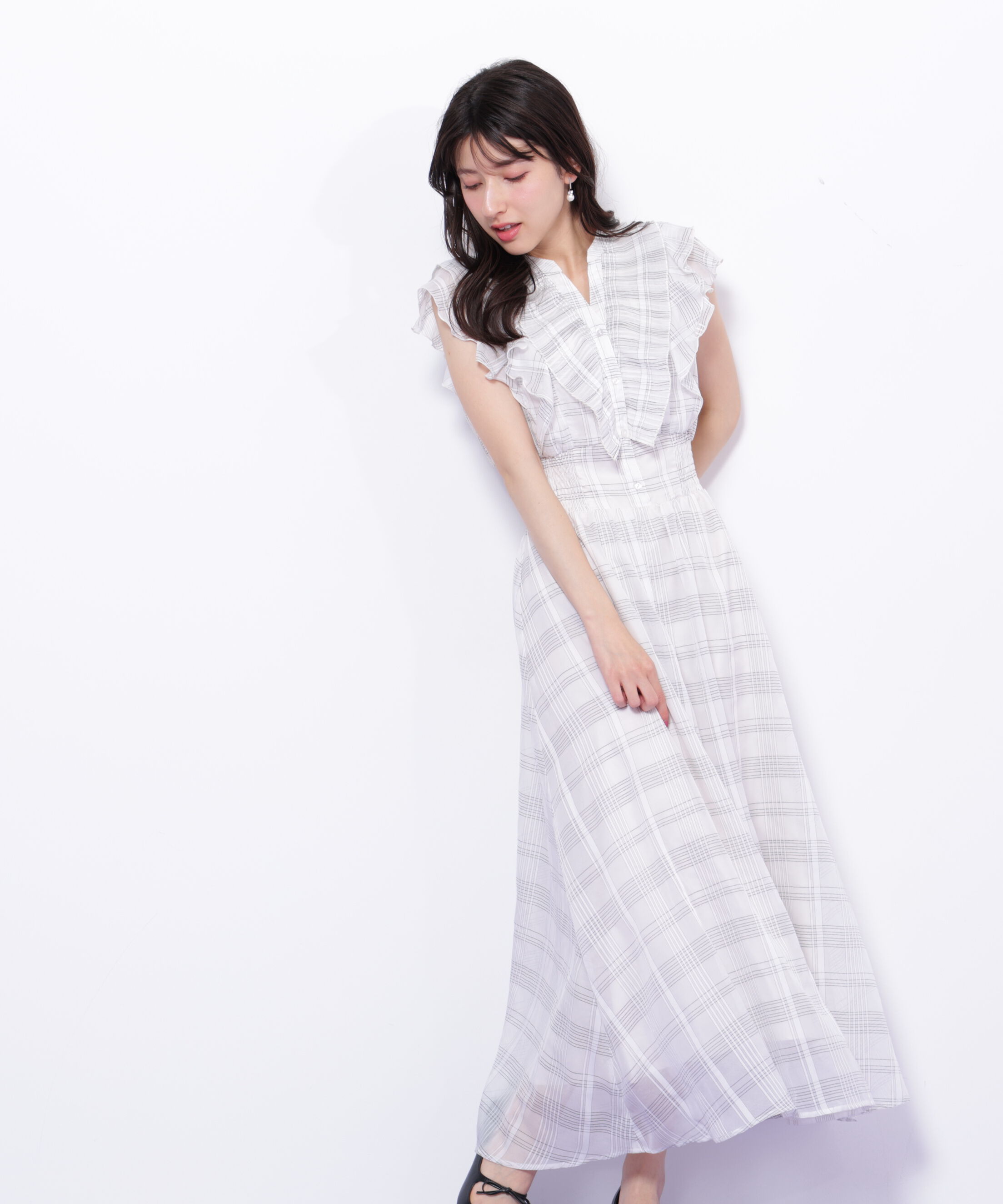  「シアープリーツフリルワンピース」|ワンピース|