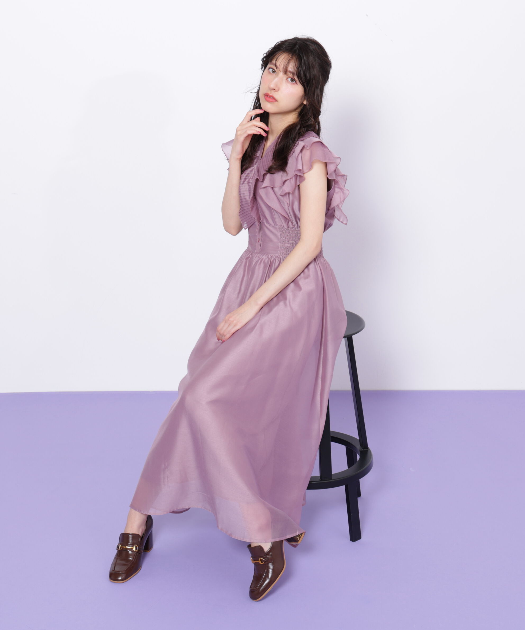  「シアープリーツフリルワンピース」|ワンピース|ピンク