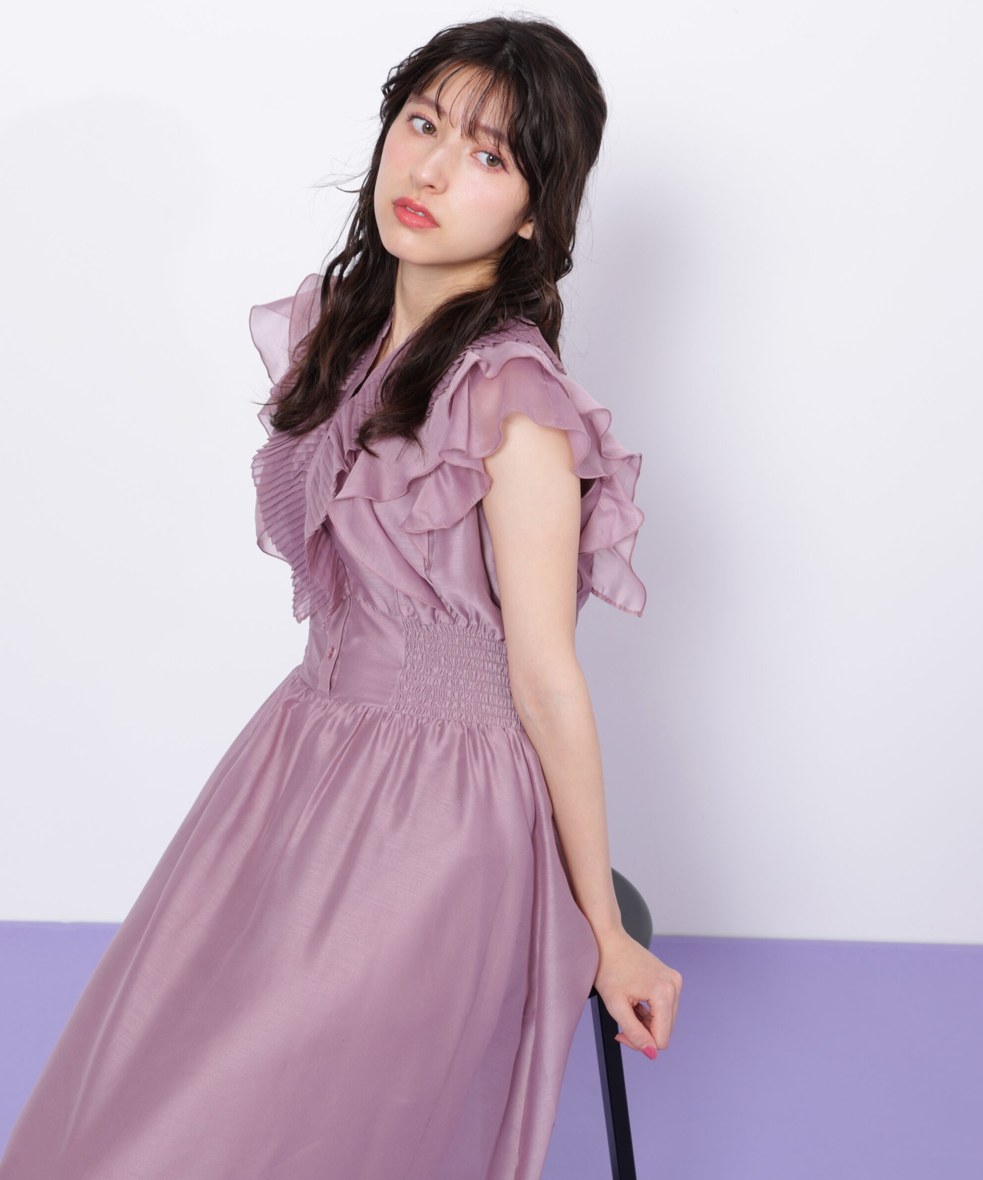  「シアープリーツフリルワンピース」|ワンピース|