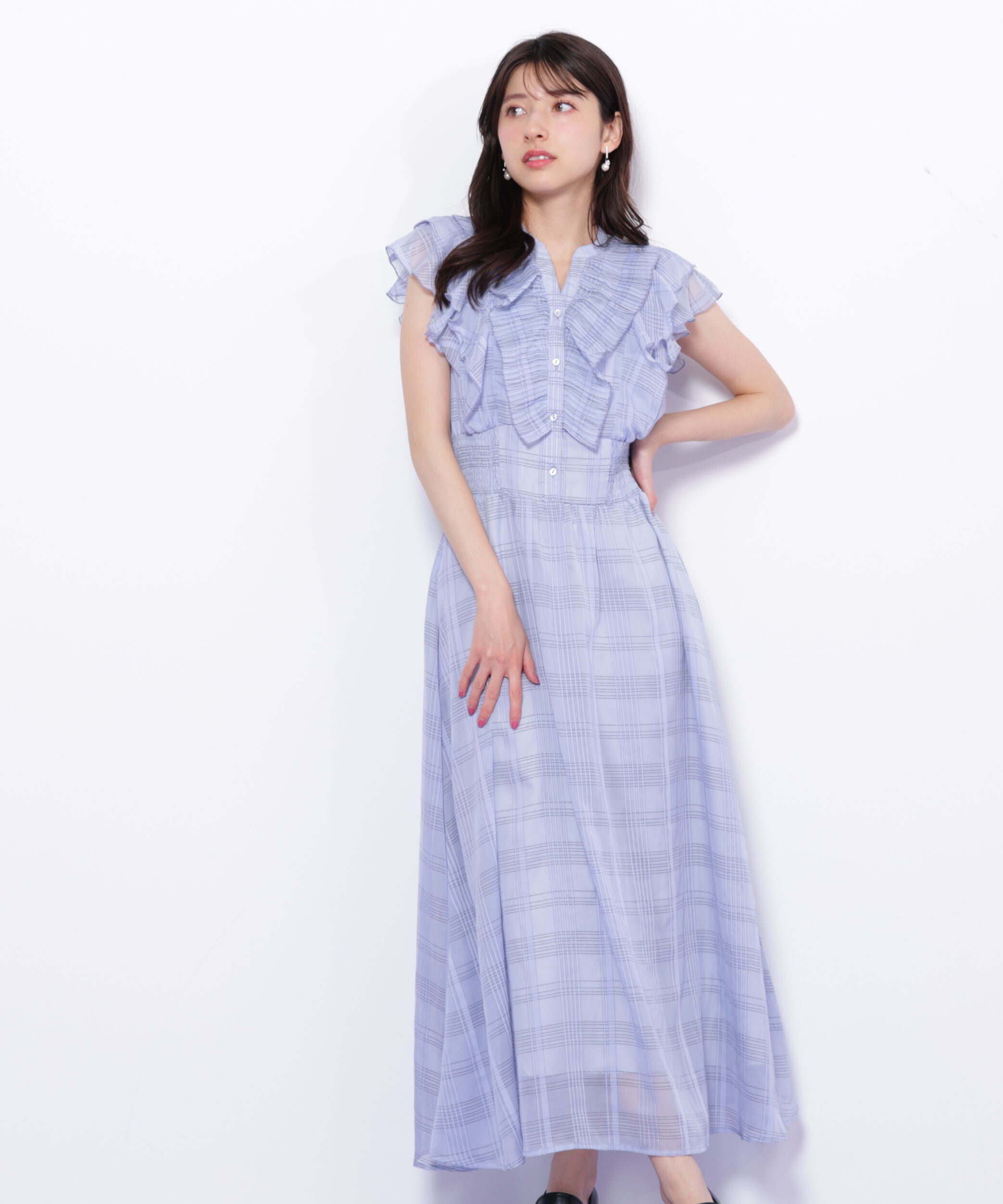  「シアープリーツフリルワンピース」|ワンピース|