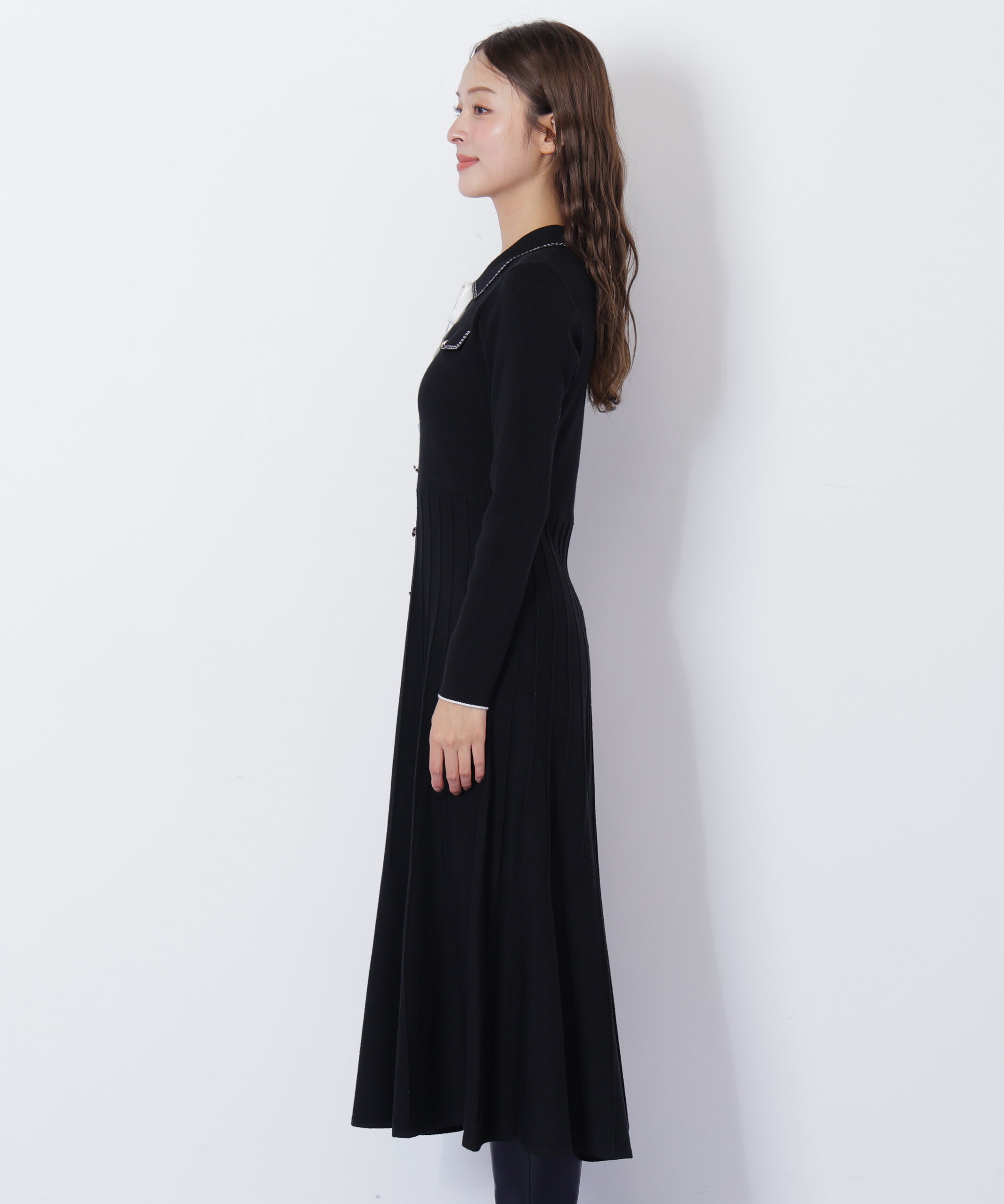  「ステッチカラーニットワンピース」|ワンピース|