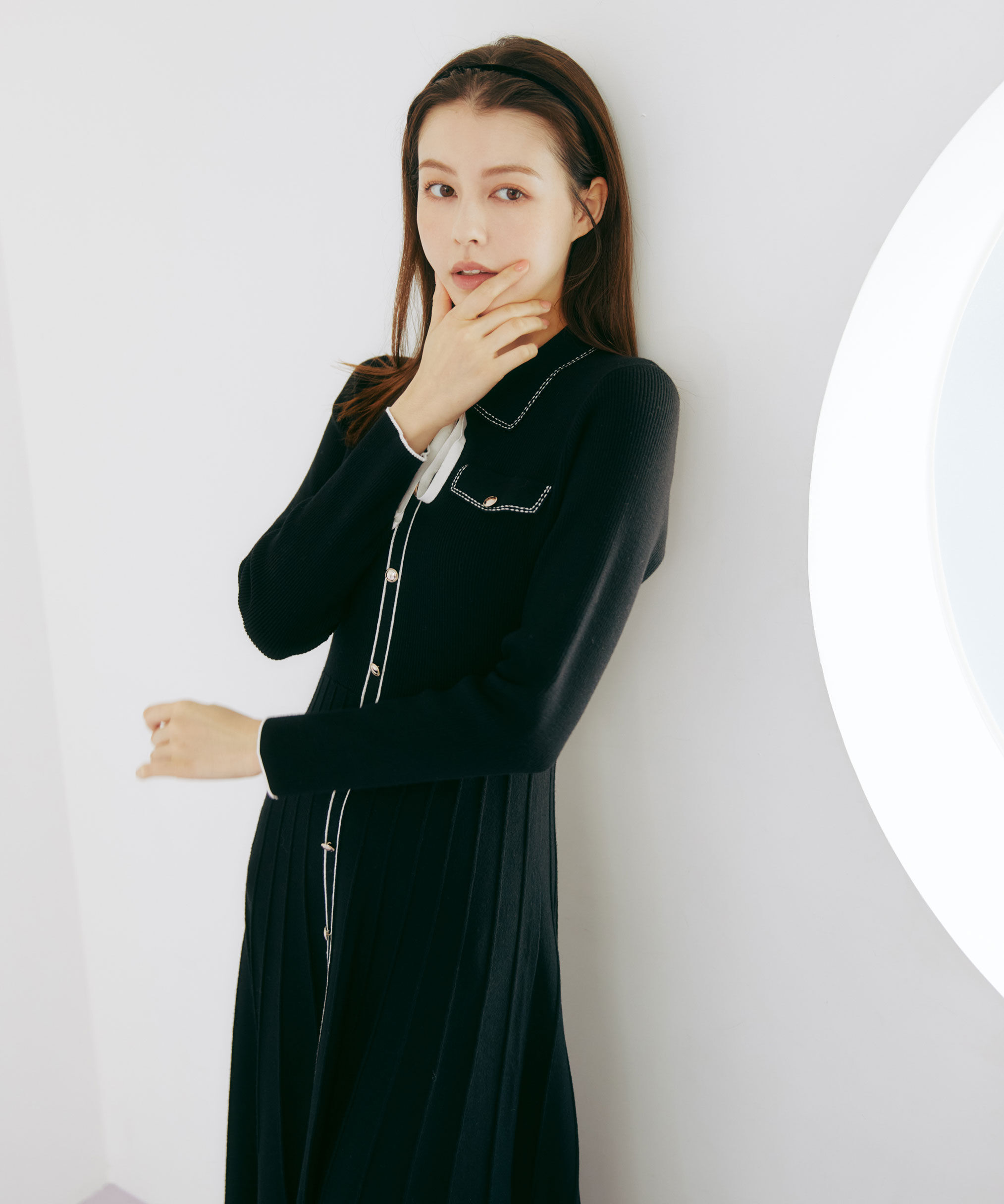  「ステッチカラーニットワンピース」|ワンピース|