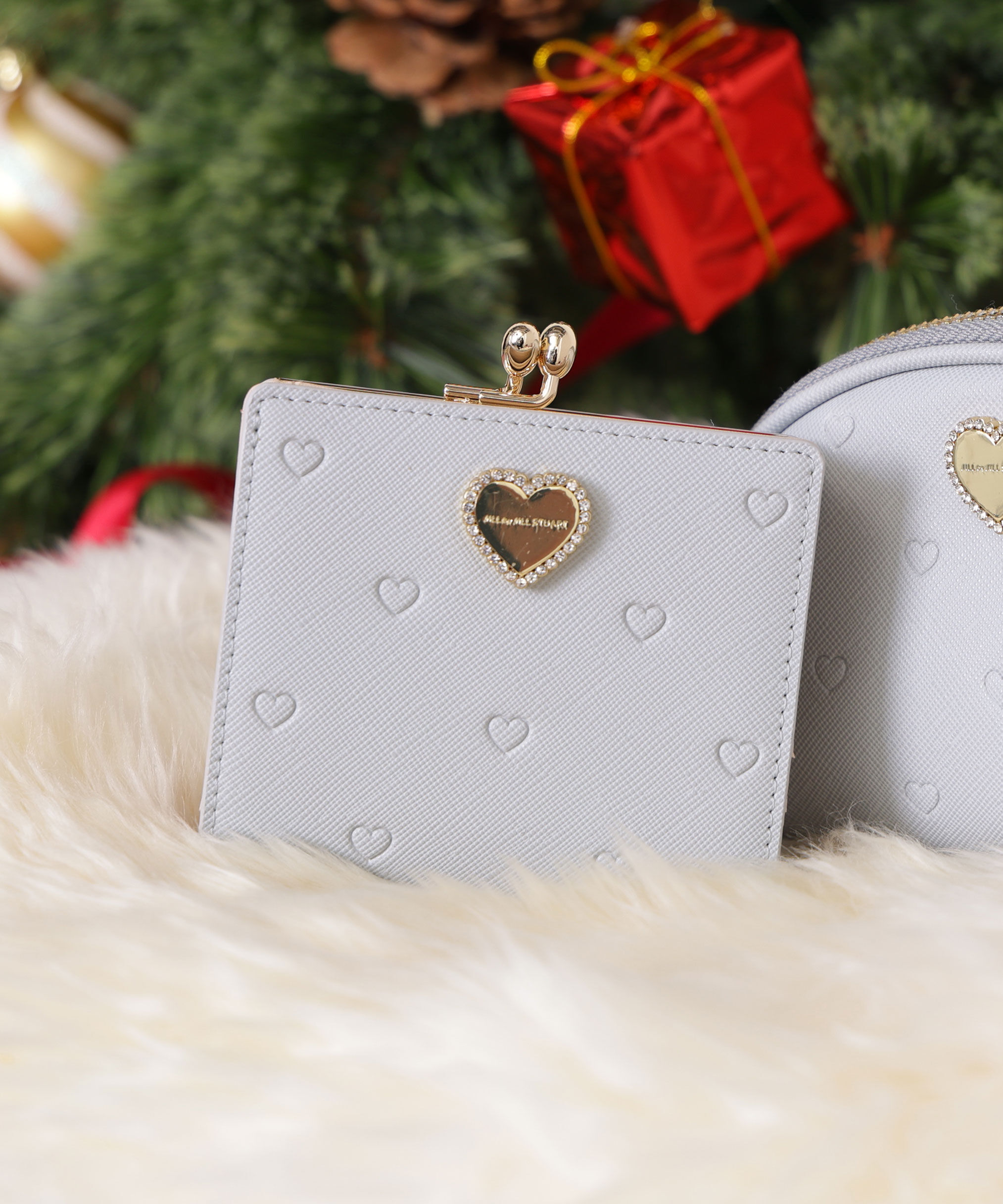  「エンボスハートがま口ウォレット」|財布|ブルー