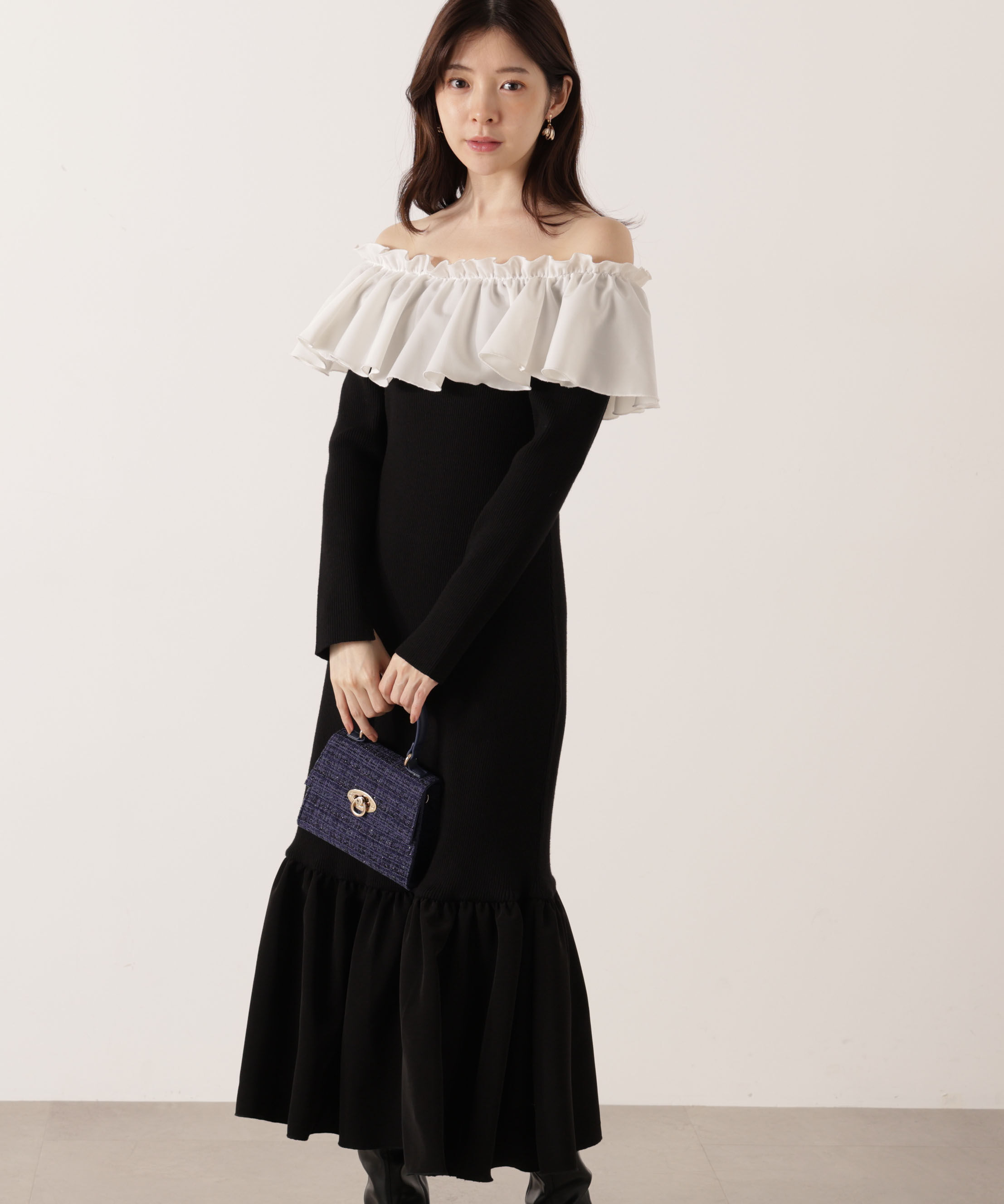 PROPORTION BODY DRESSING「2wayオフショルニットワンピース 25AW」|ワンピース|