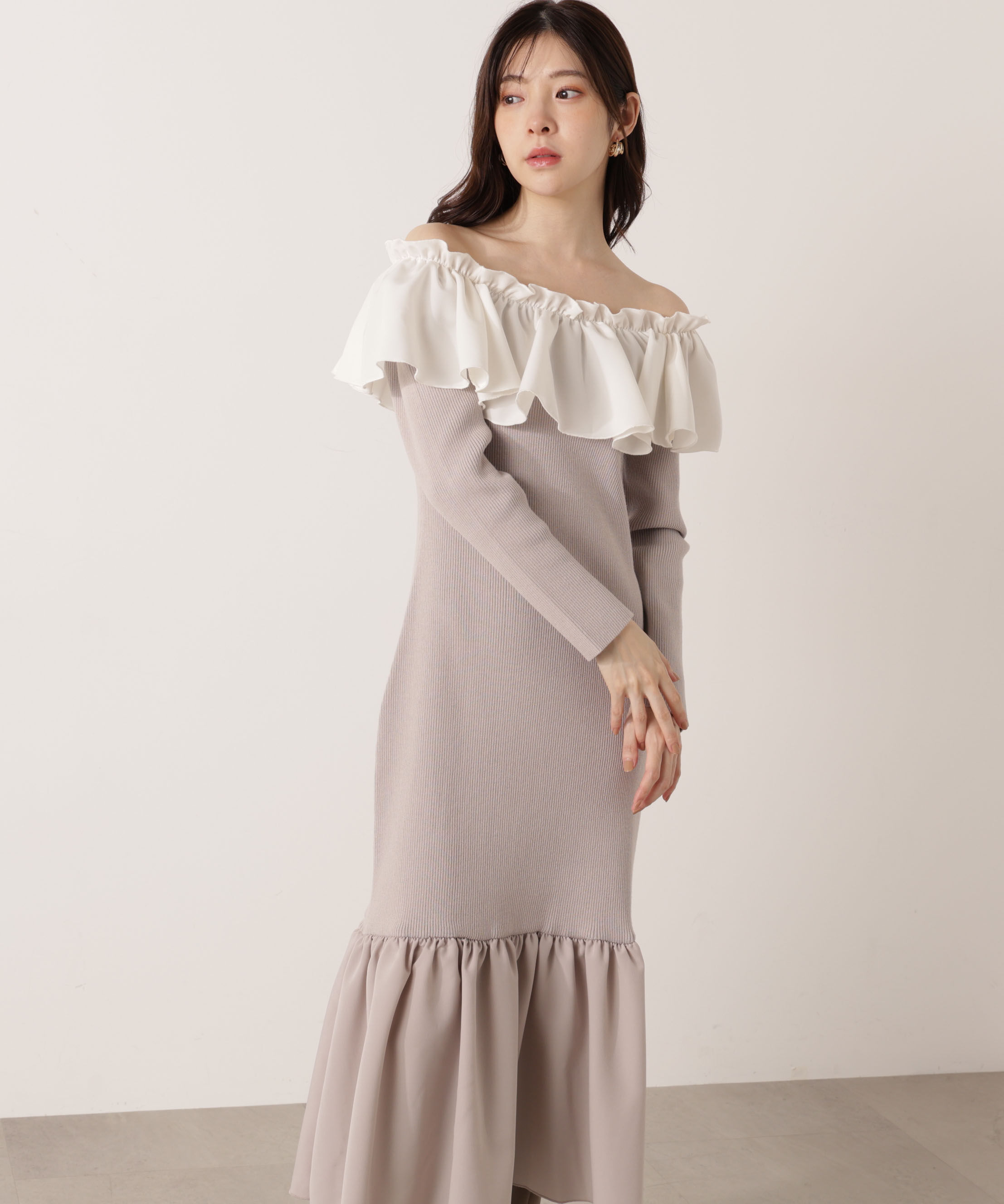 PROPORTION BODY DRESSING「2wayオフショルニットワンピース 25AW」|ワンピース|