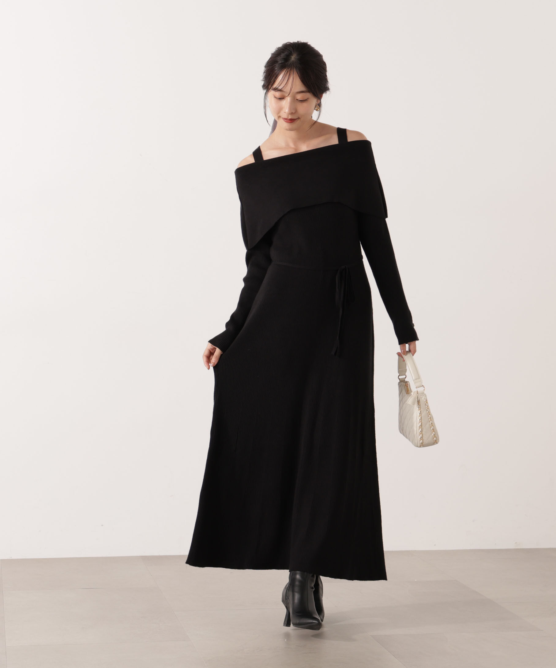 PROPORTION BODY DRESSING「オフショルリブニットワンピース 25AW」|ワンピース|