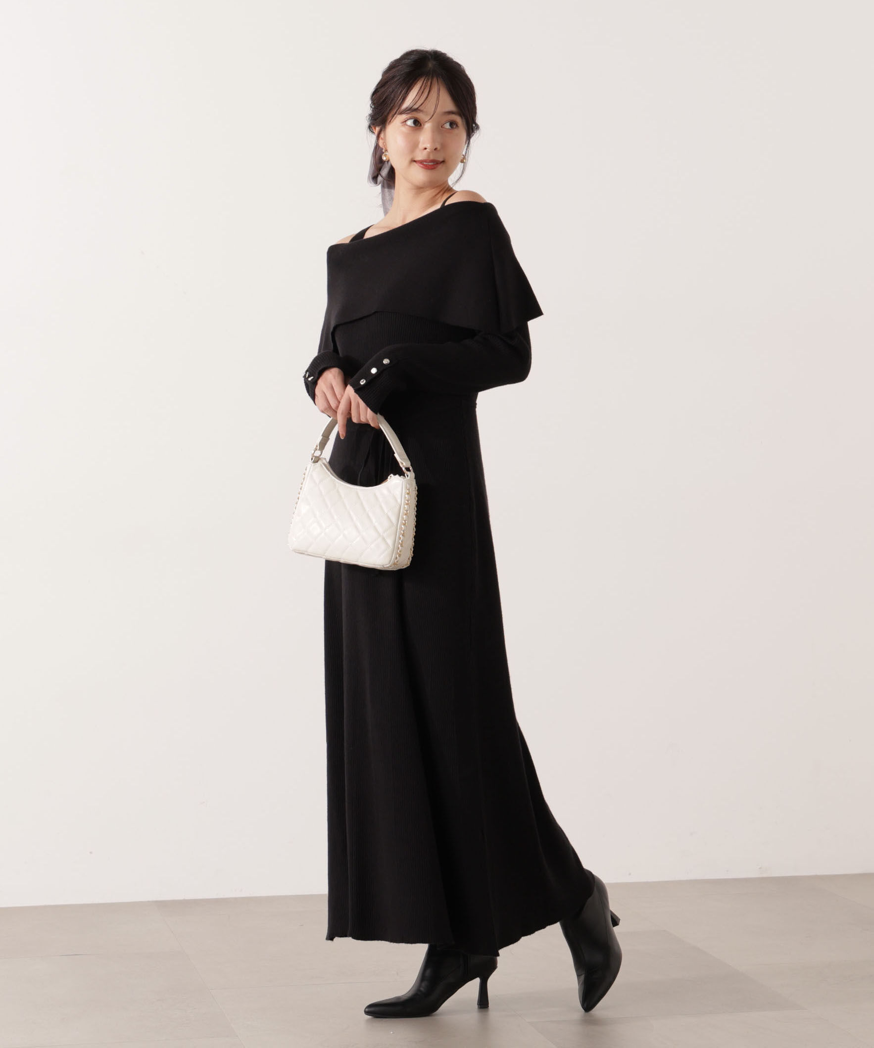 PROPORTION BODY DRESSING「オフショルリブニットワンピース 25AW」|ワンピース|