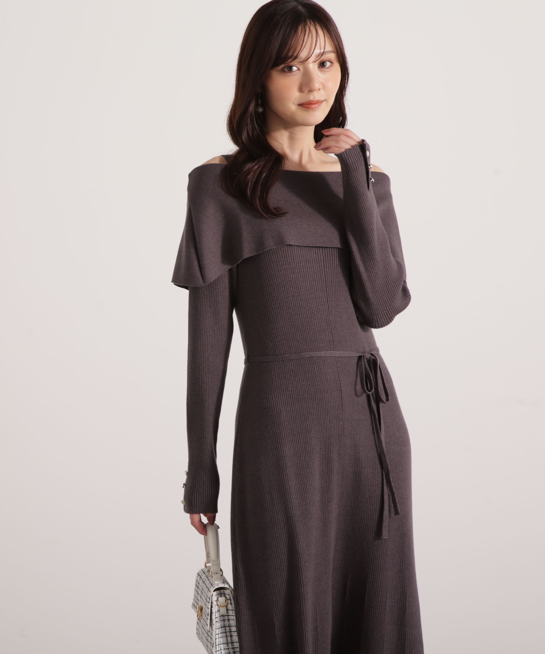 PROPORTION BODY DRESSING「オフショルリブニットワンピース 25AW」|ワンピース|