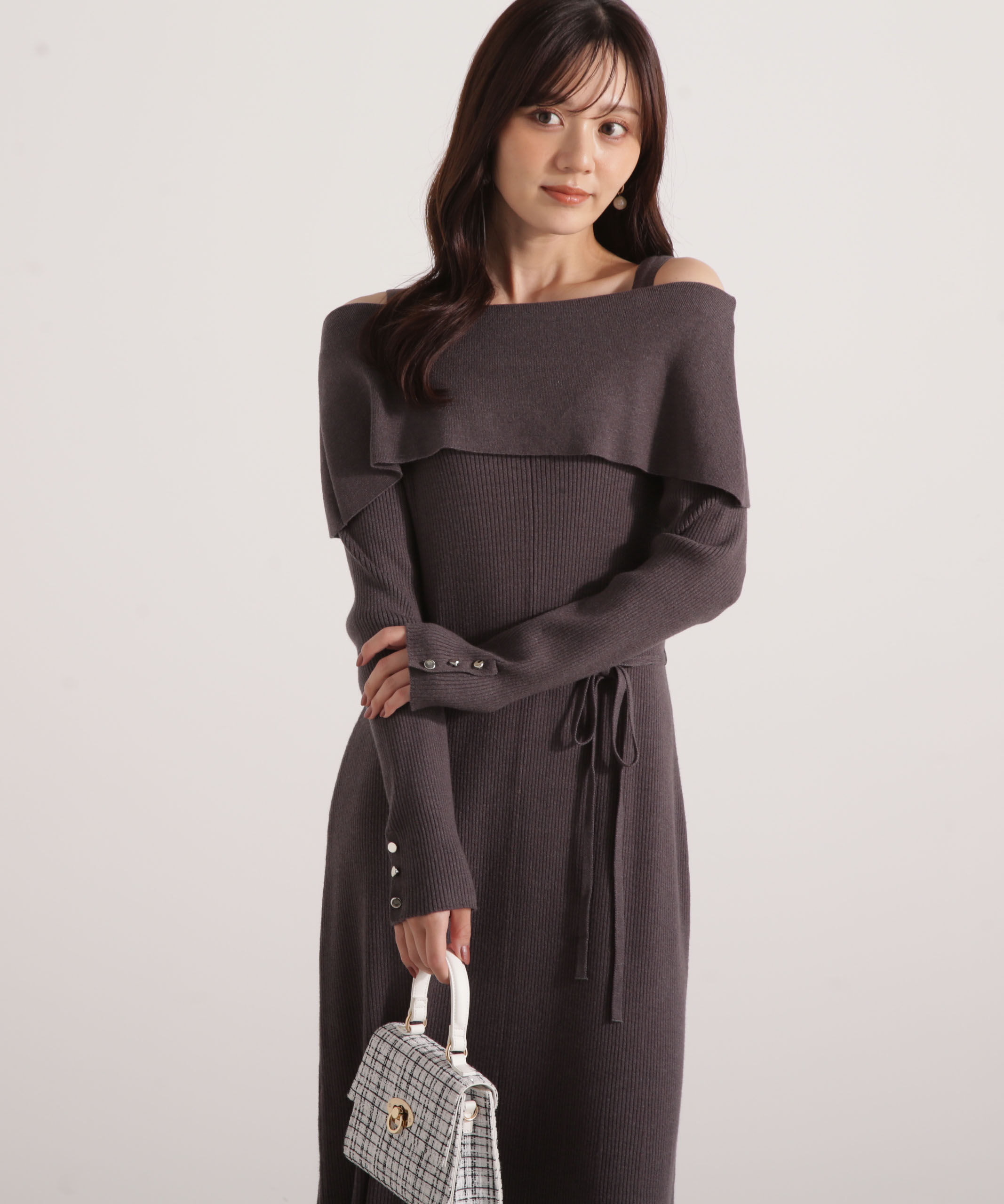 PROPORTION BODY DRESSING「オフショルリブニットワンピース 25AW」|ワンピース|