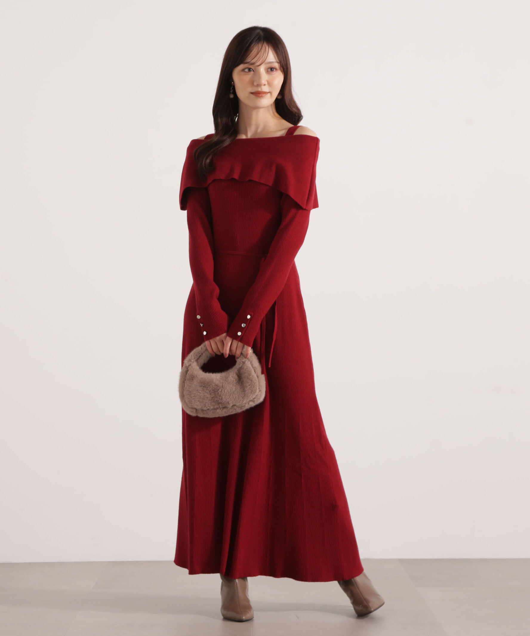 PROPORTION BODY DRESSING「オフショルリブニットワンピース 25AW」|ワンピース|