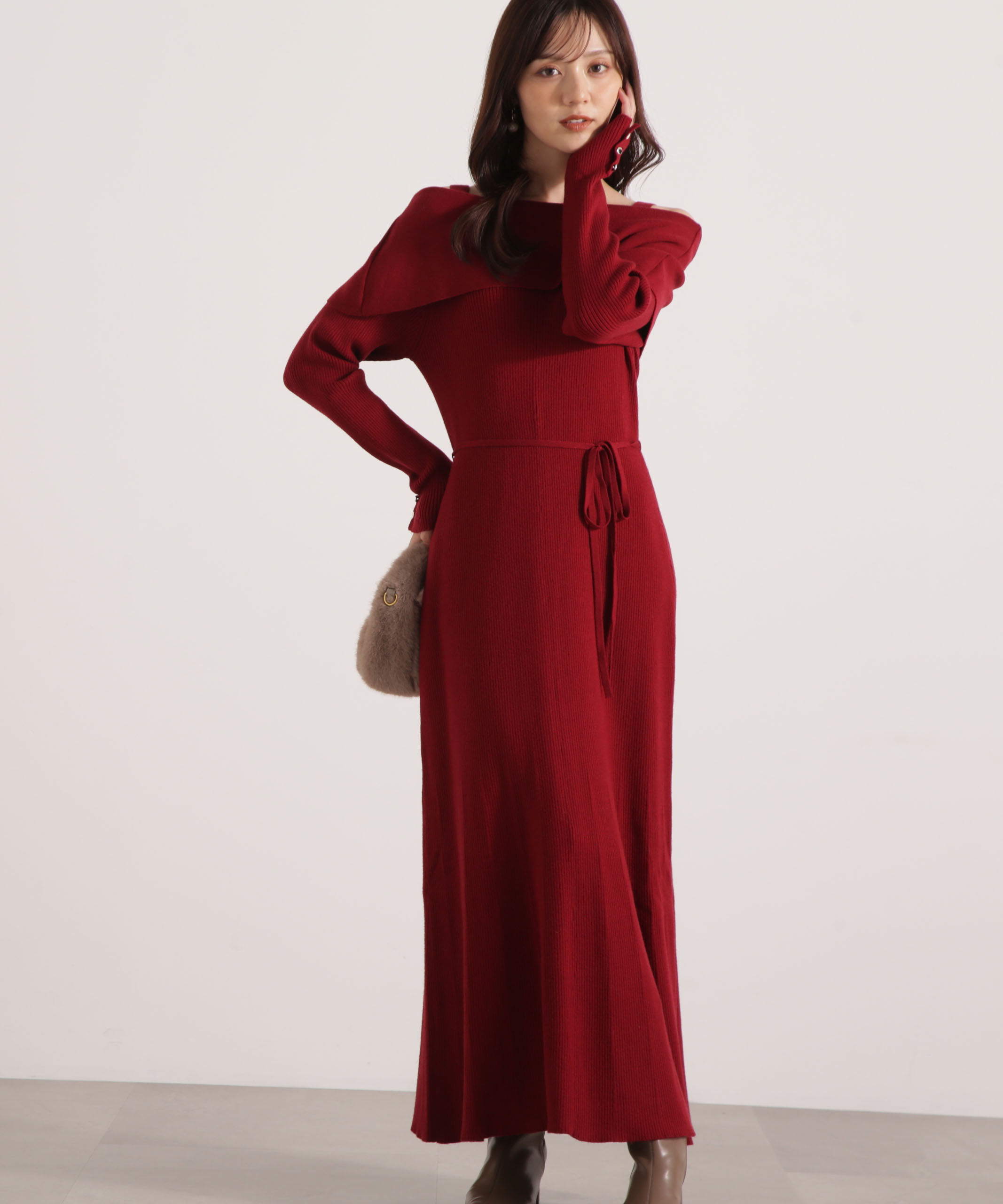 PROPORTION BODY DRESSING「オフショルリブニットワンピース 25AW」|ワンピース|