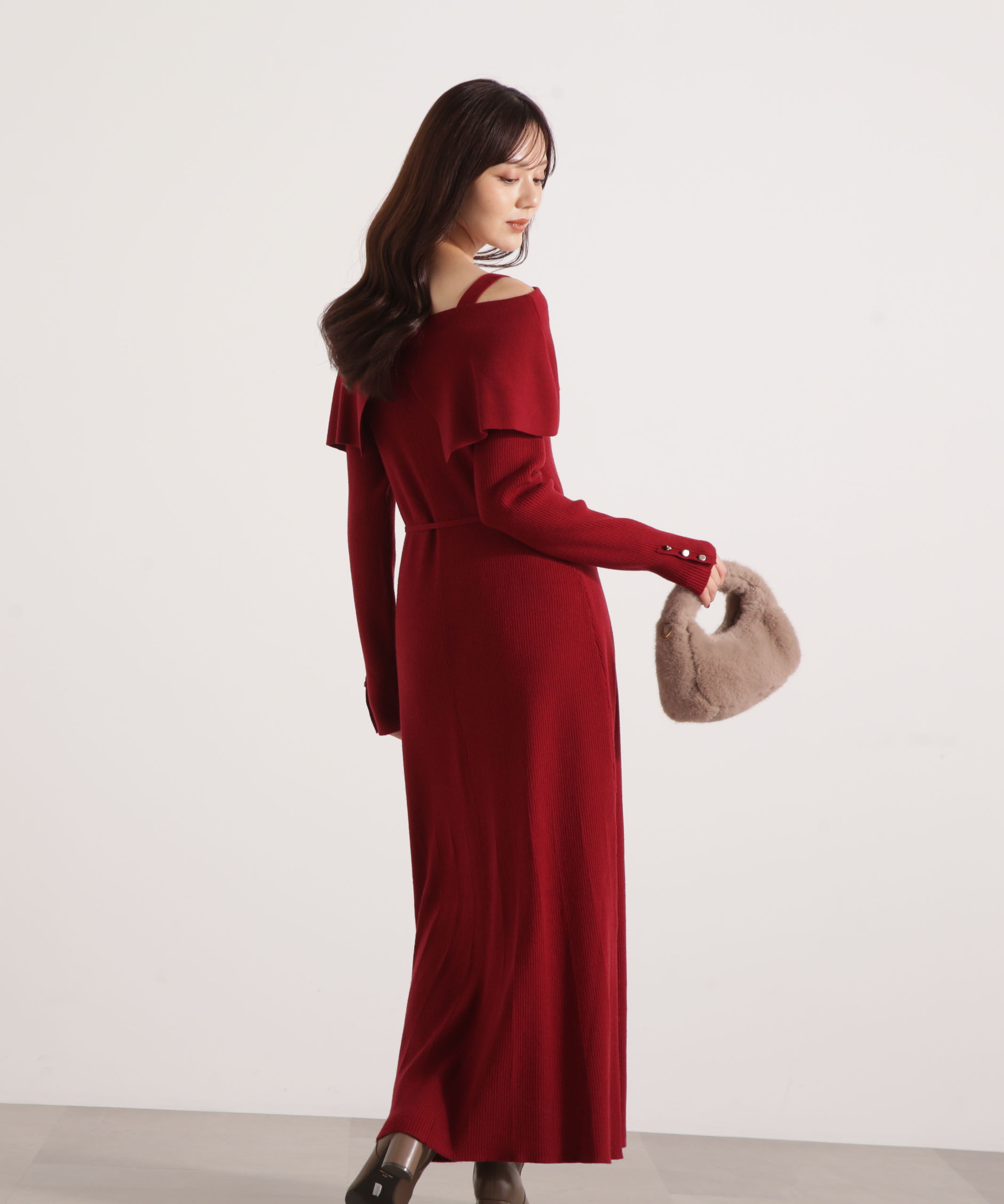 PROPORTION BODY DRESSING「オフショルリブニットワンピース 25AW」|ワンピース|