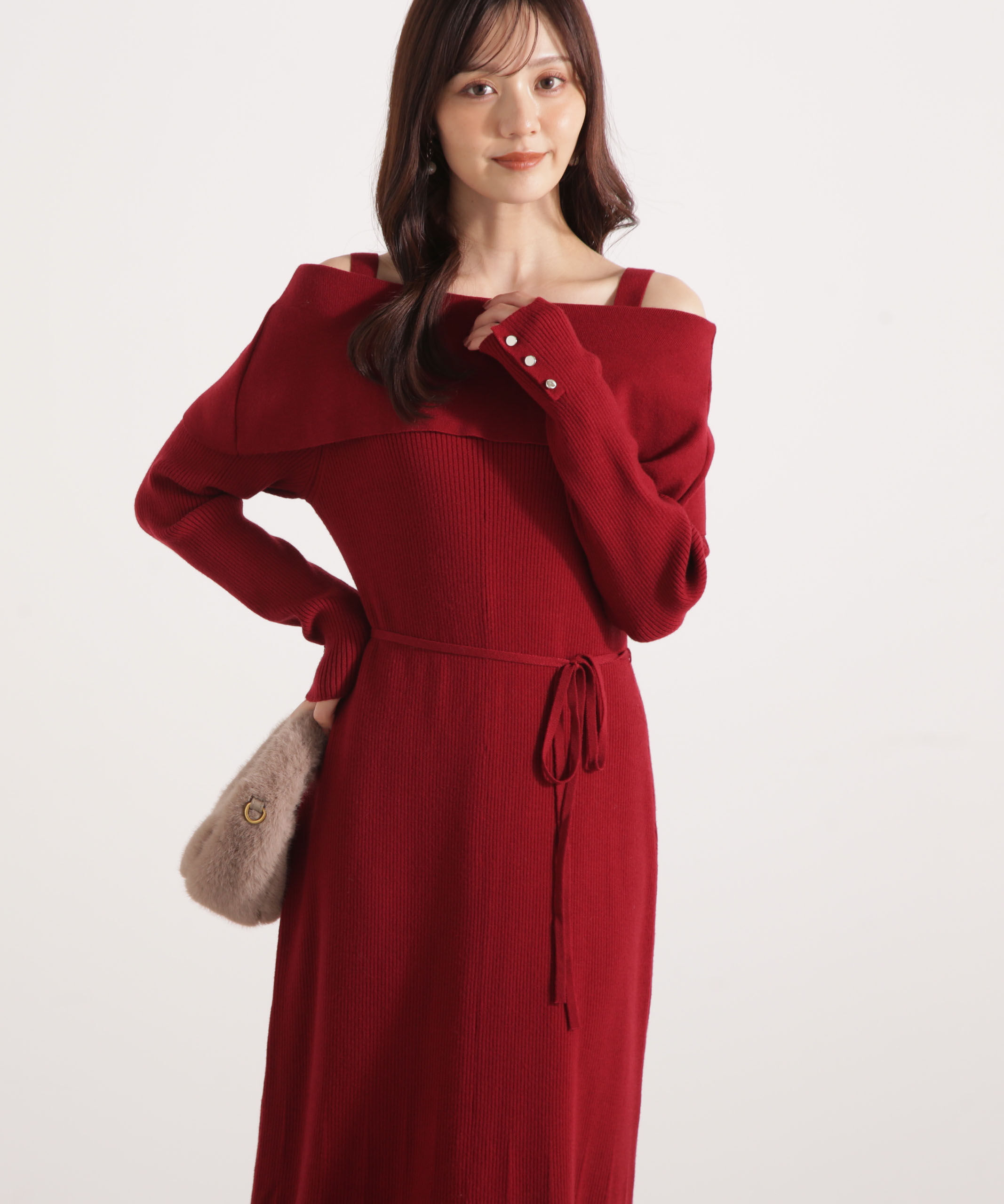 PROPORTION BODY DRESSING「オフショルリブニットワンピース 25AW」|ワンピース|