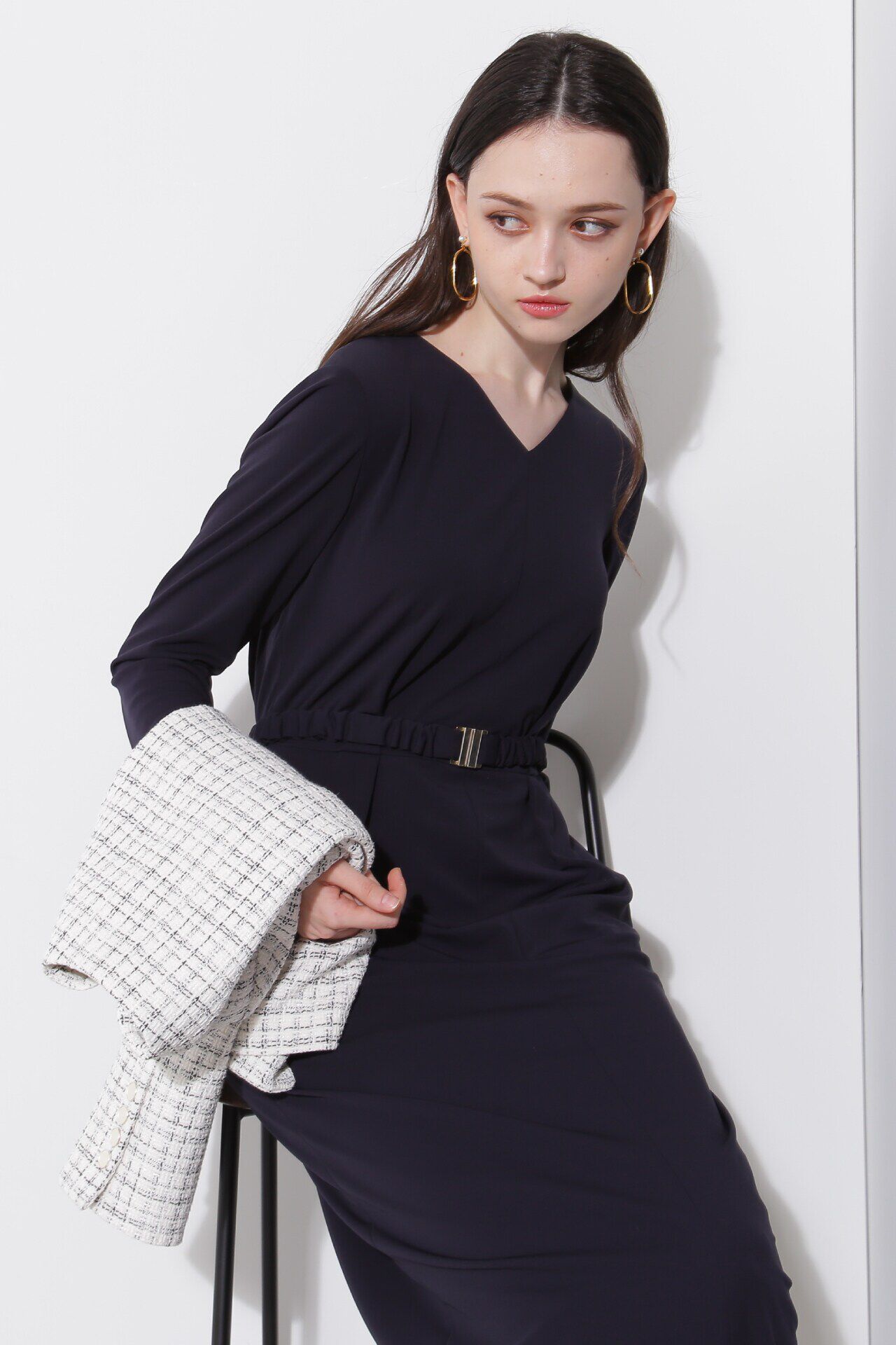  「◆シャーリングベルトＶネックワンピース」|ワンピース|