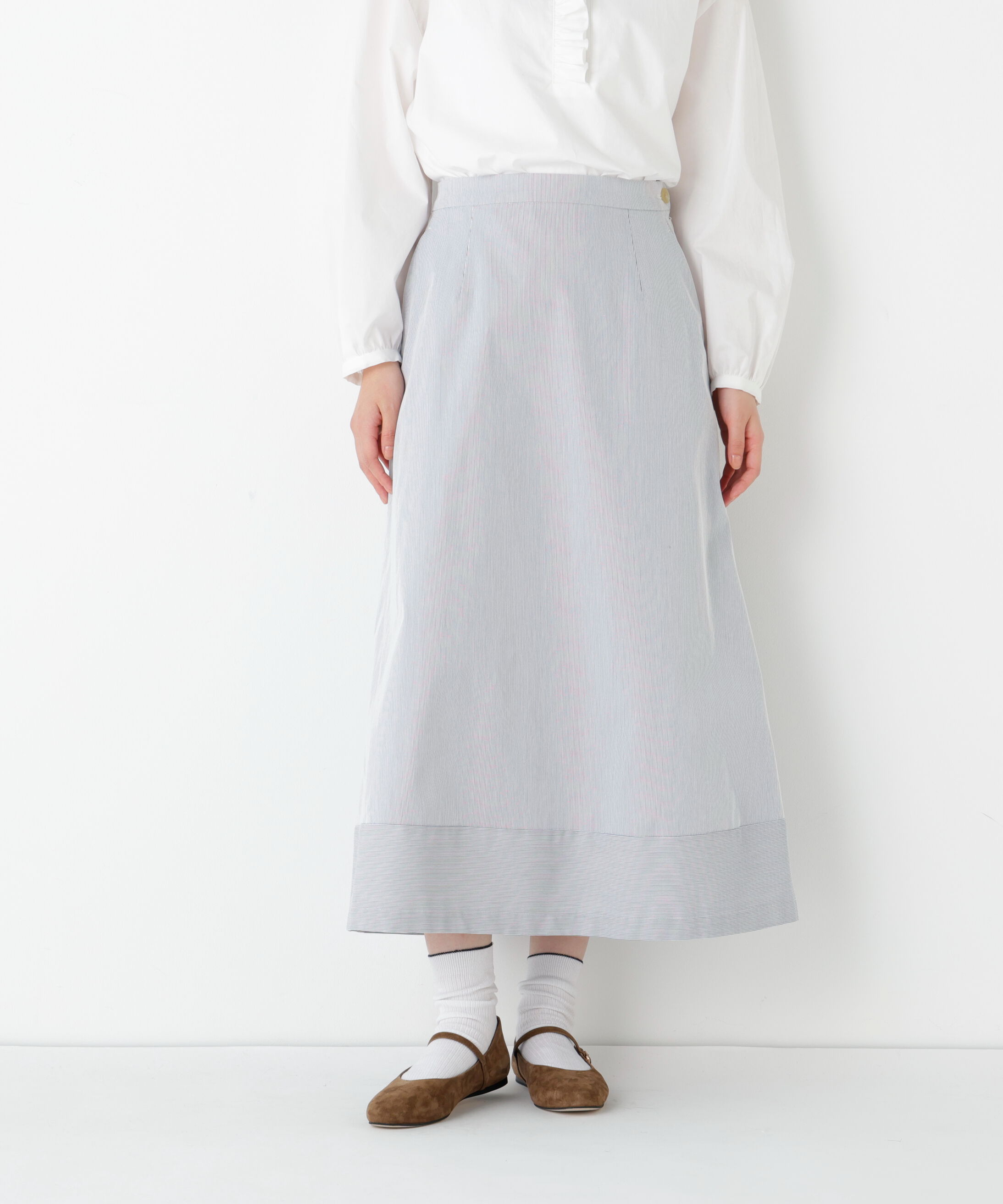  「◆コードストレッチセミフレアースカート」|スカート|ネイビー3