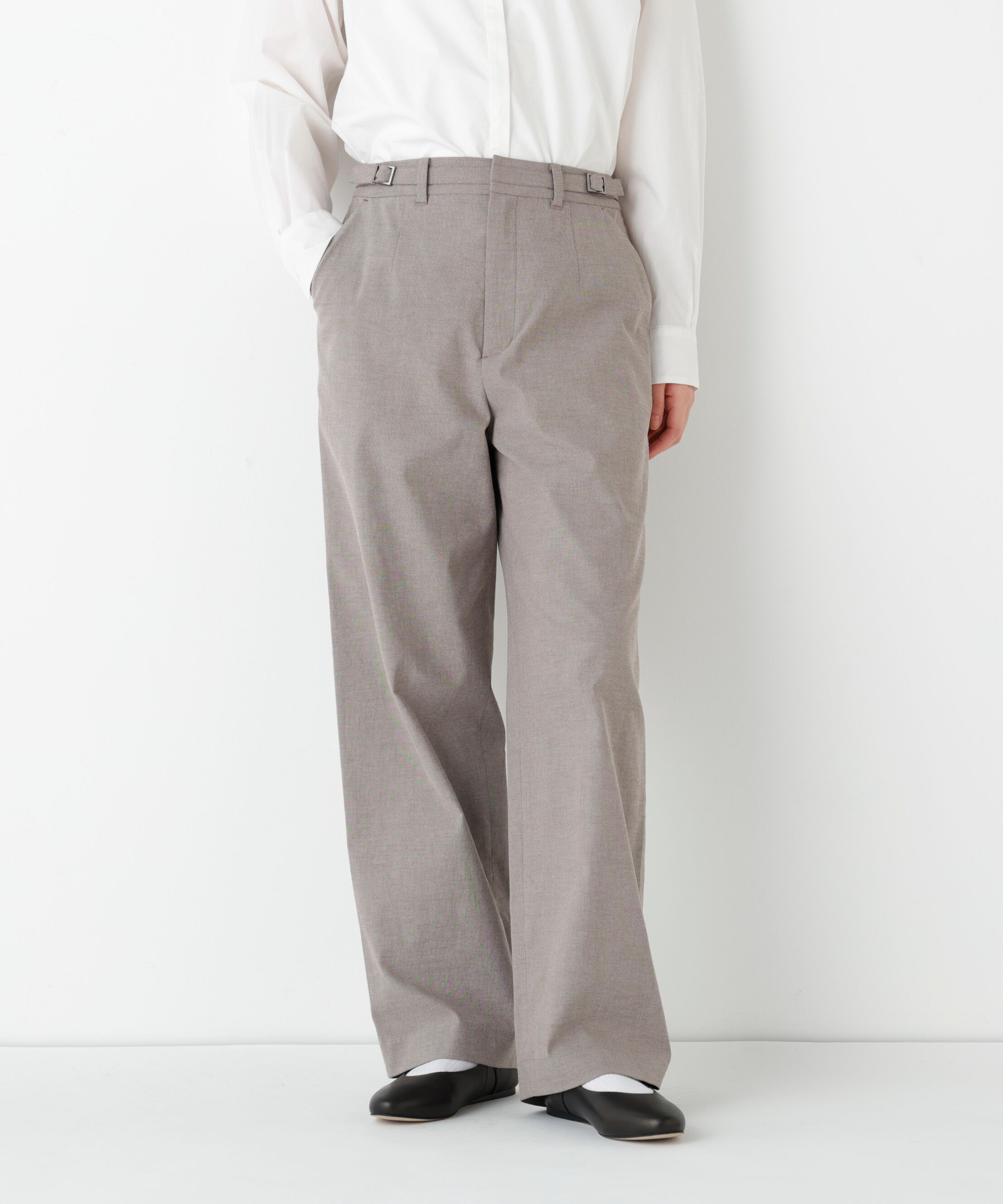  「◆ドビーストレッチストレートパンツ」|その他|ブラウン