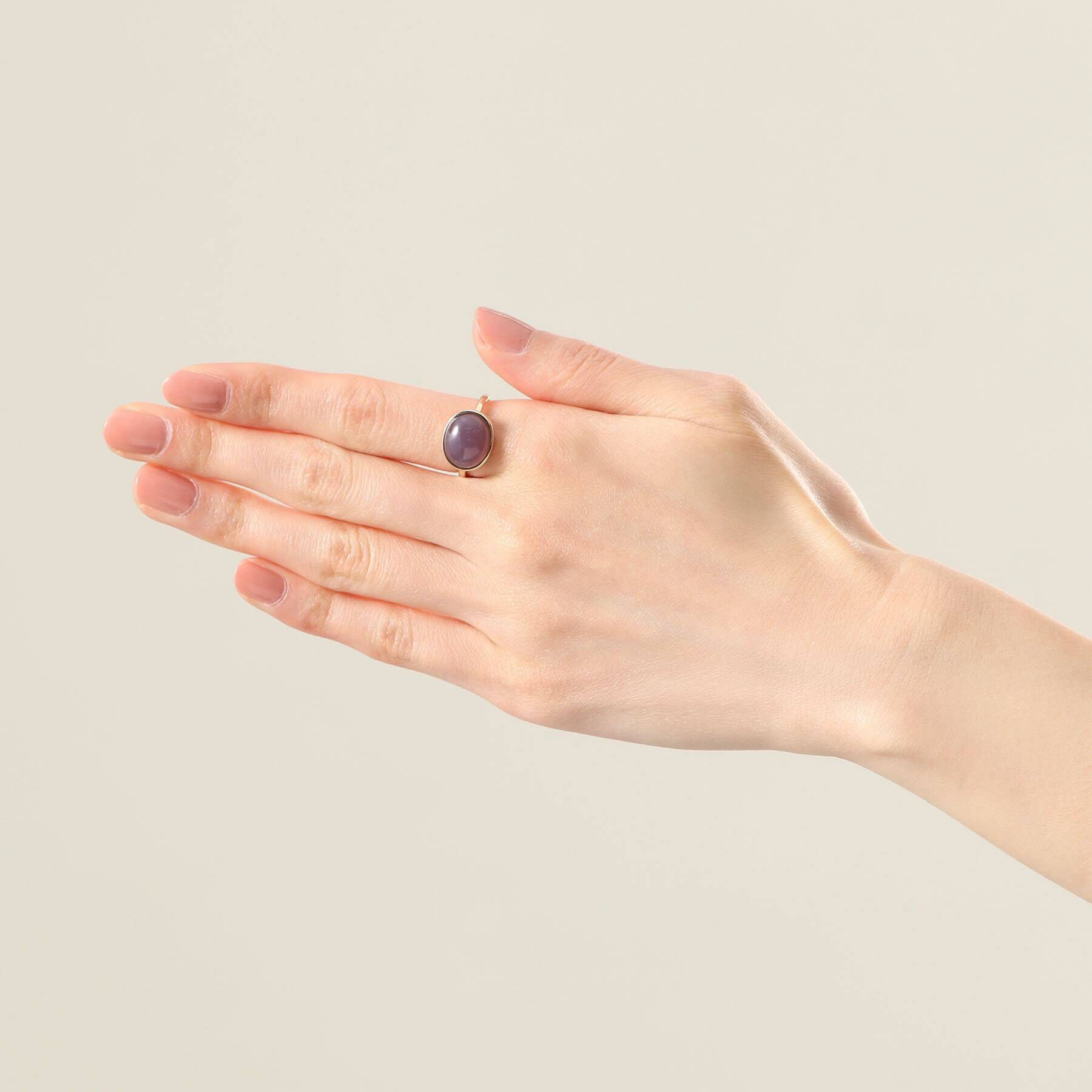 COCOSHNIK「K10パープルカルセドニー オーバルカボション リング」|リング|