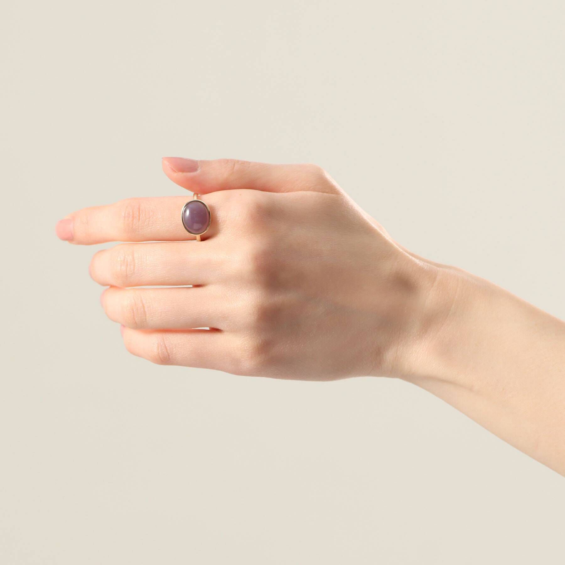 COCOSHNIK「K10パープルカルセドニー オーバルカボション リング」|リング|