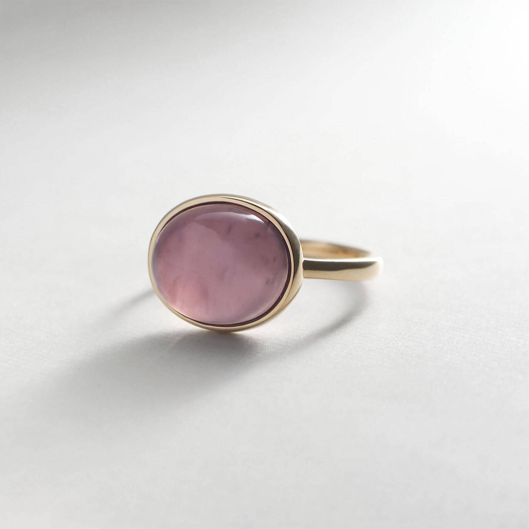 COCOSHNIK「K10パープルカルセドニー オーバルカボション リング」|リング|