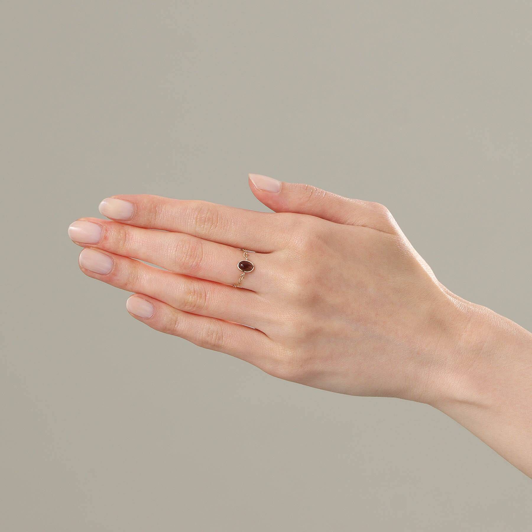 COCOSHNIK「【WEB限定】K10スモーキークォーツ チェーンリング」|リング|