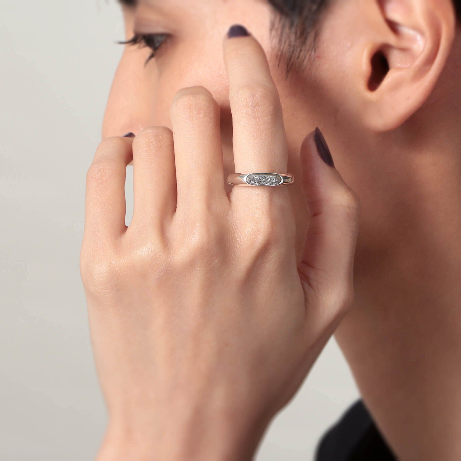 COCOSHNIK ONKITSCH「シルバー カラーストーン ブラックドルジーアゲート ニュアンスリングS」|リング|