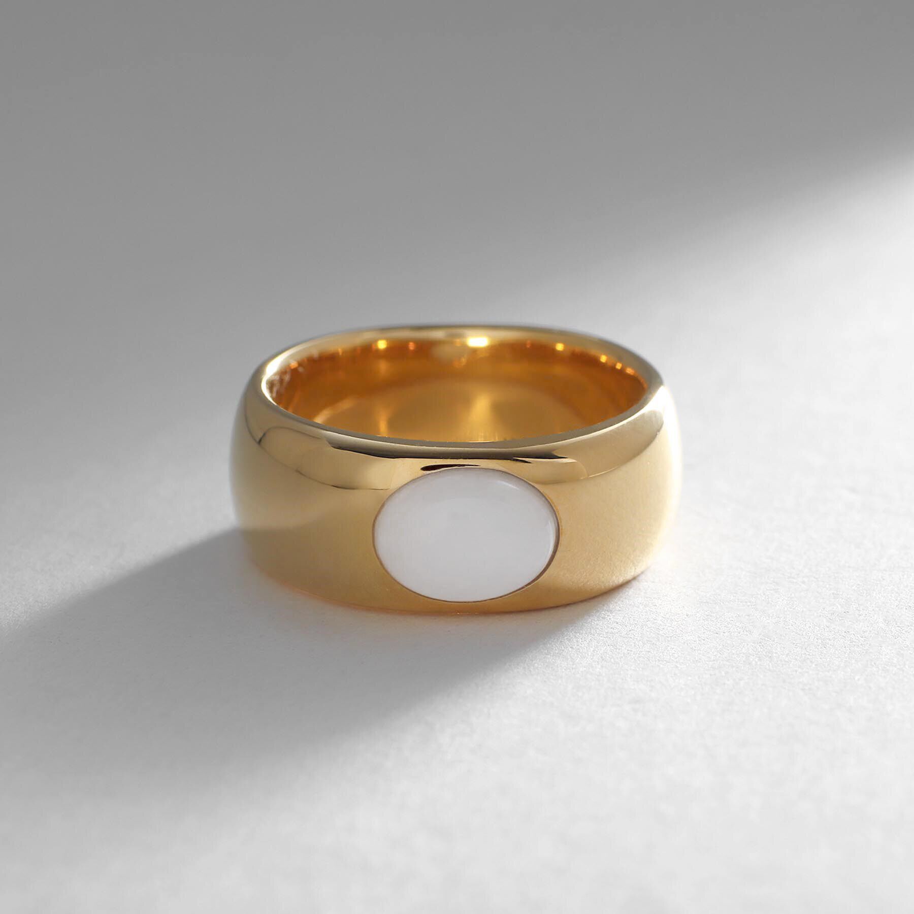 COCOSHNIK ONKITSCH「シルバー カラーストーン（ホワイトアゲート）ワイドリング GP」|リング|