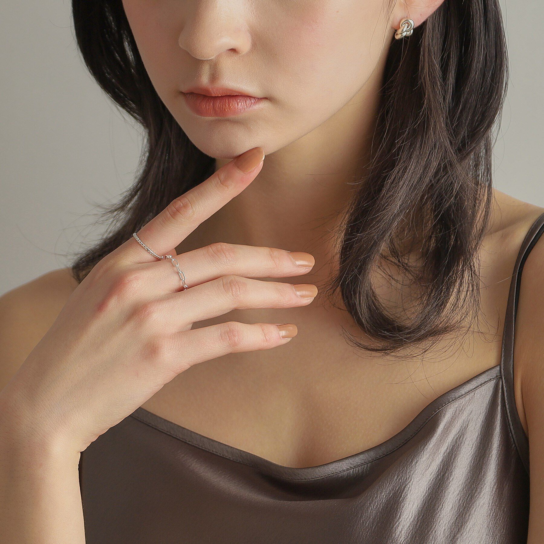 COCOSHNIK ONKITSCH「シルバー チェーンリング フラットケーブル」|リング|