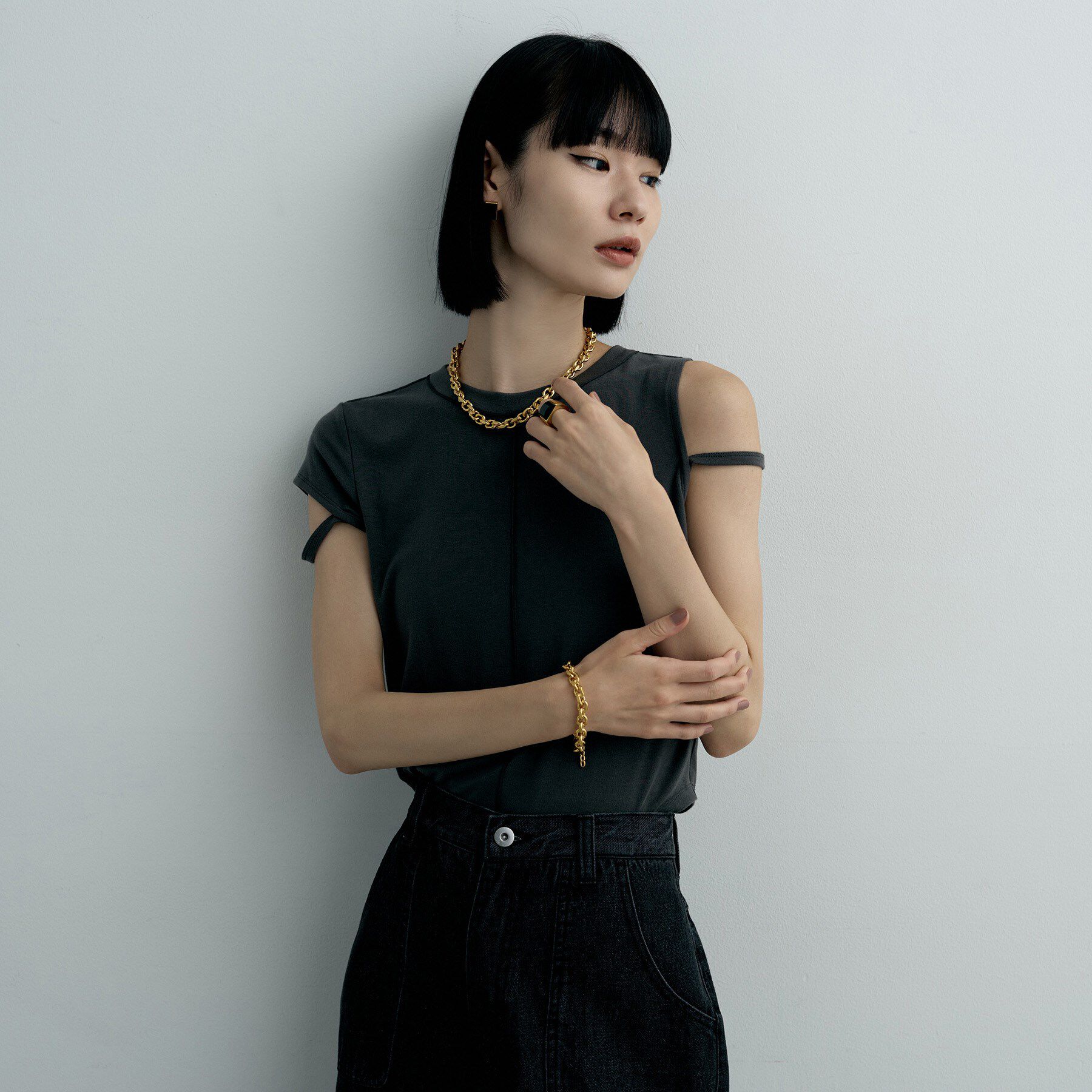 COCOSHNIK ONKITSCH「シルバー デザインチェーン ホロウカットケーブルブレスレット GP」|ブレスレット・バングル|