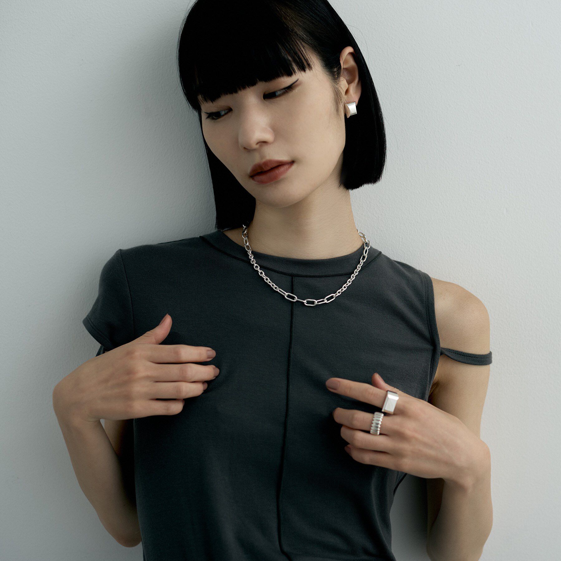 COCOSHNIK ONKITSCH「シルバー バケットカット シグネットリング」|リング|