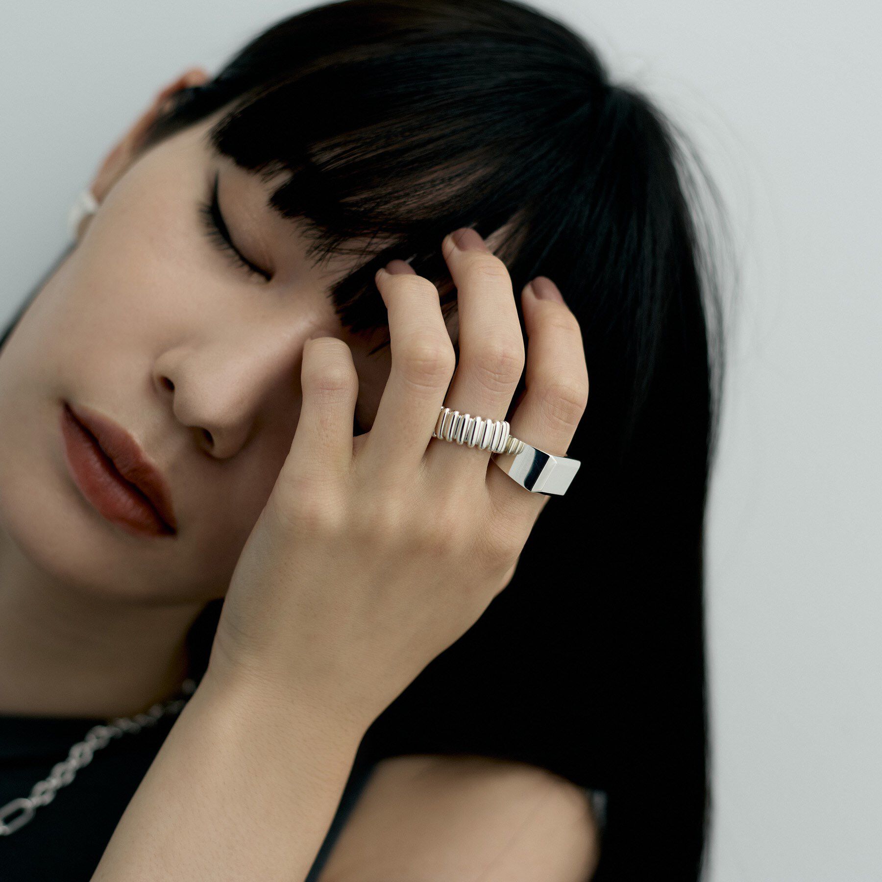 COCOSHNIK ONKITSCH「シルバー バケットカット シグネットリング」|リング|