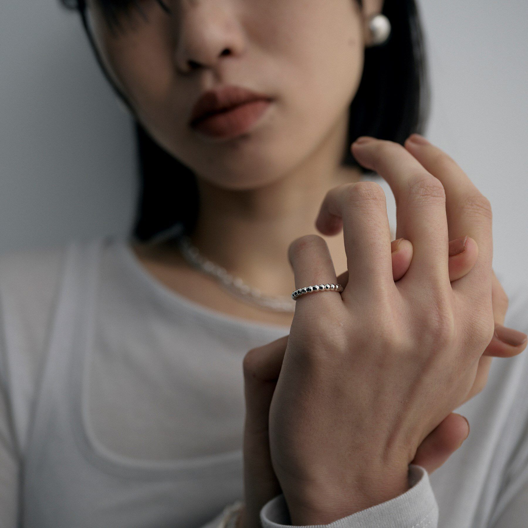 COCOSHNIK ONKITSCH「シルバー ボールラインピンキーリング」|リング|