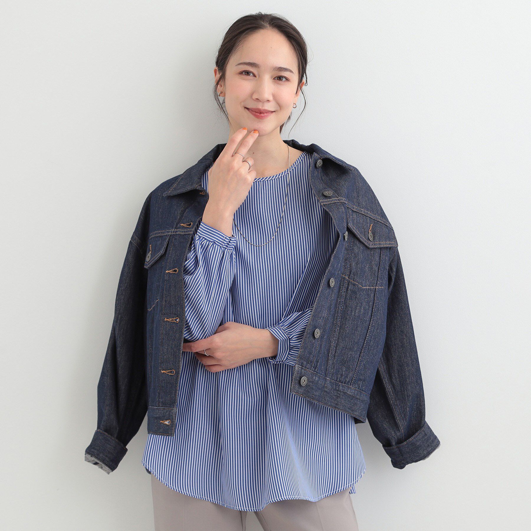 SHOO･LA･RUE「【2点セット/S-LL/洗濯機可】軽くてきれい見え ニットベスト＋ブラウス」|ニット・セーター|