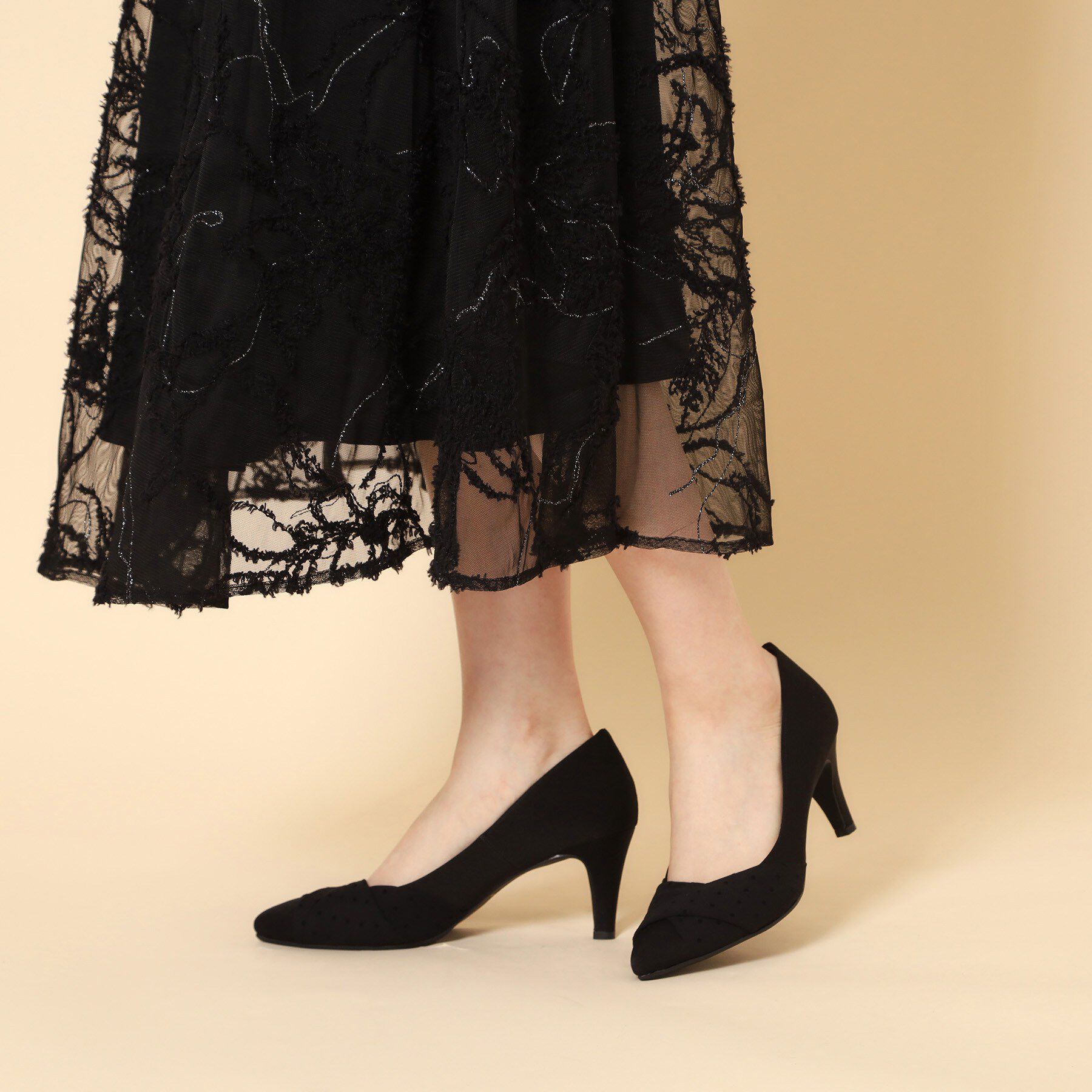 ESPERANZA「【Spring Collection】クロスシフォンリボンパンプス」|パンプス|ブラック(319)