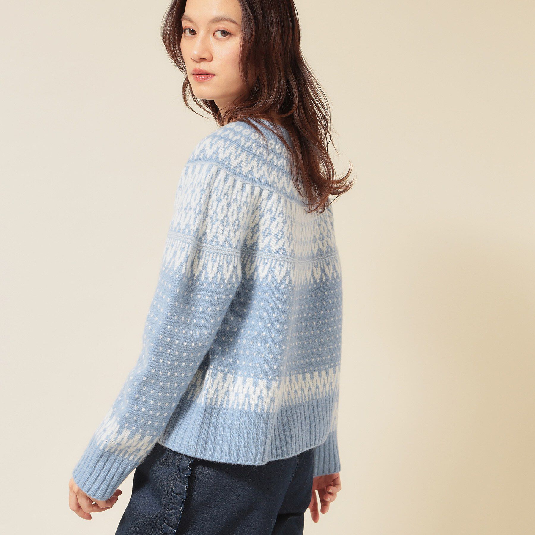 SunaUna「【ラメ混】ノルディック風ジャガード柄ニット」|ニット・セーター|