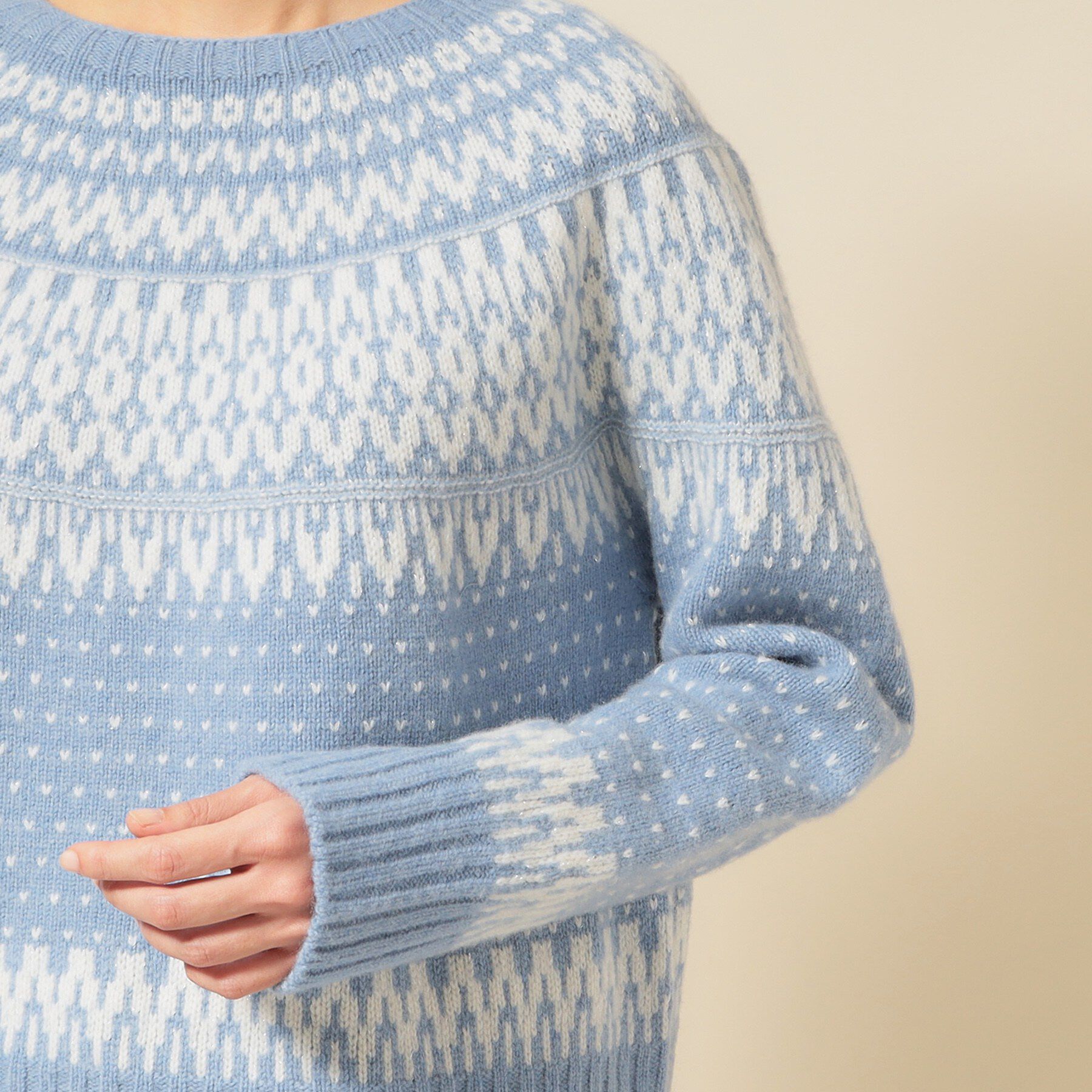 SunaUna「【ラメ混】ノルディック風ジャガード柄ニット」|ニット・セーター|